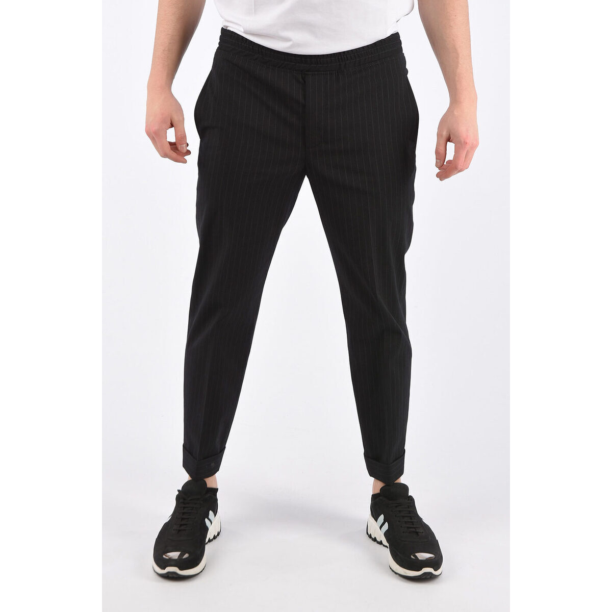 即納最大半額 Neil Barrett ニール バレット Black メンズ Pinstripe Pants With Cuffed Hem Dk 激安ブランド Www Habs Edu Kw