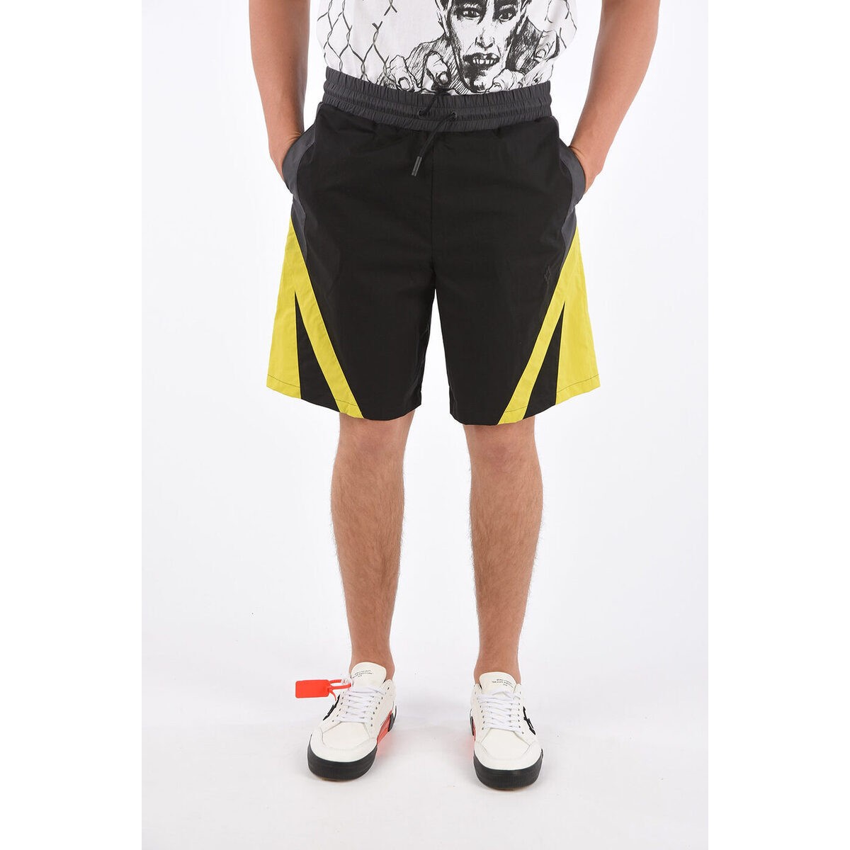 100 本物保証 Marcelo Burlon マルセロ バーロン Black メンズ Tech Cotton Drawstring Shorts Dk 正規品 Haringeylawcentre Org Uk