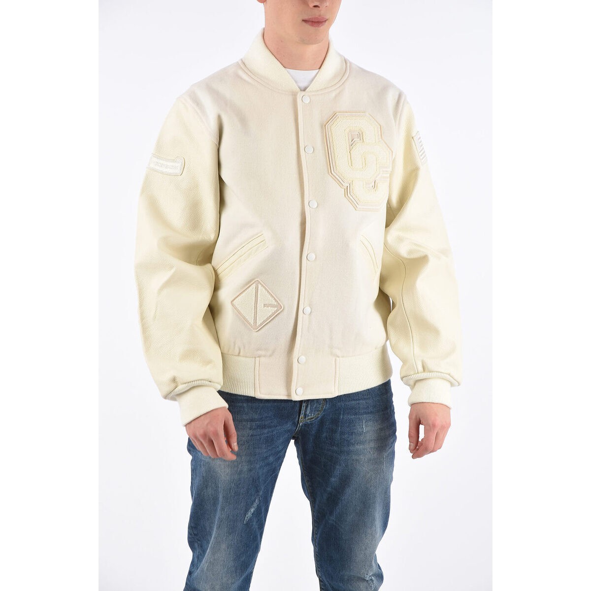 全品送料無料 楽天市場 Opening Ceremony オープニングセレモニー White メンズ Leather Sleeve Oc Tonal Varsity Bomber Dk Brandshop クラージュ楽天市場店 50 Off Prcs Org Pk