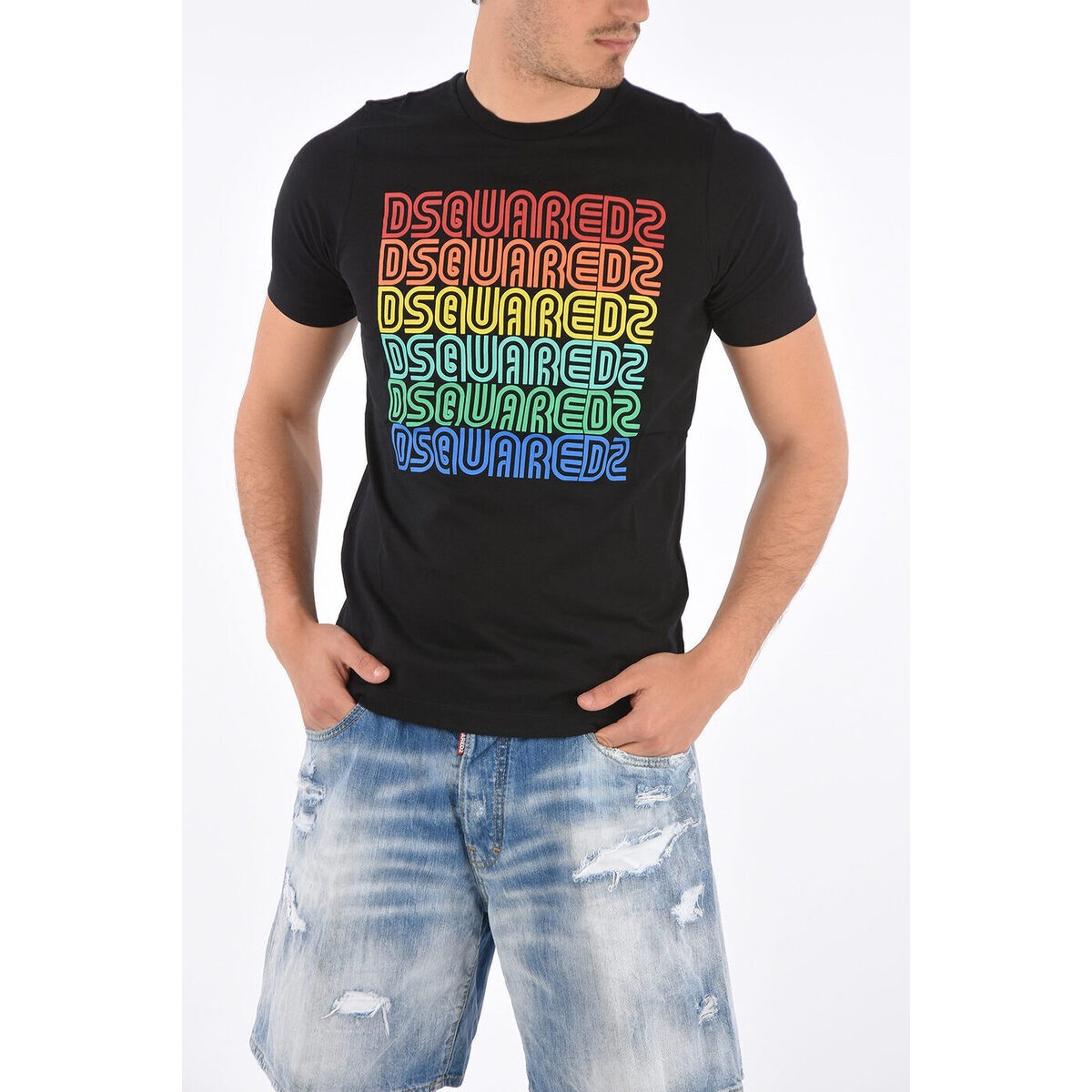 Tシャツ カットソー 使い勝手の良い Dsquared2 ディースクエアード Black Dk T Shirt Fit Renny Logo Print Over All レディース Sips Org In