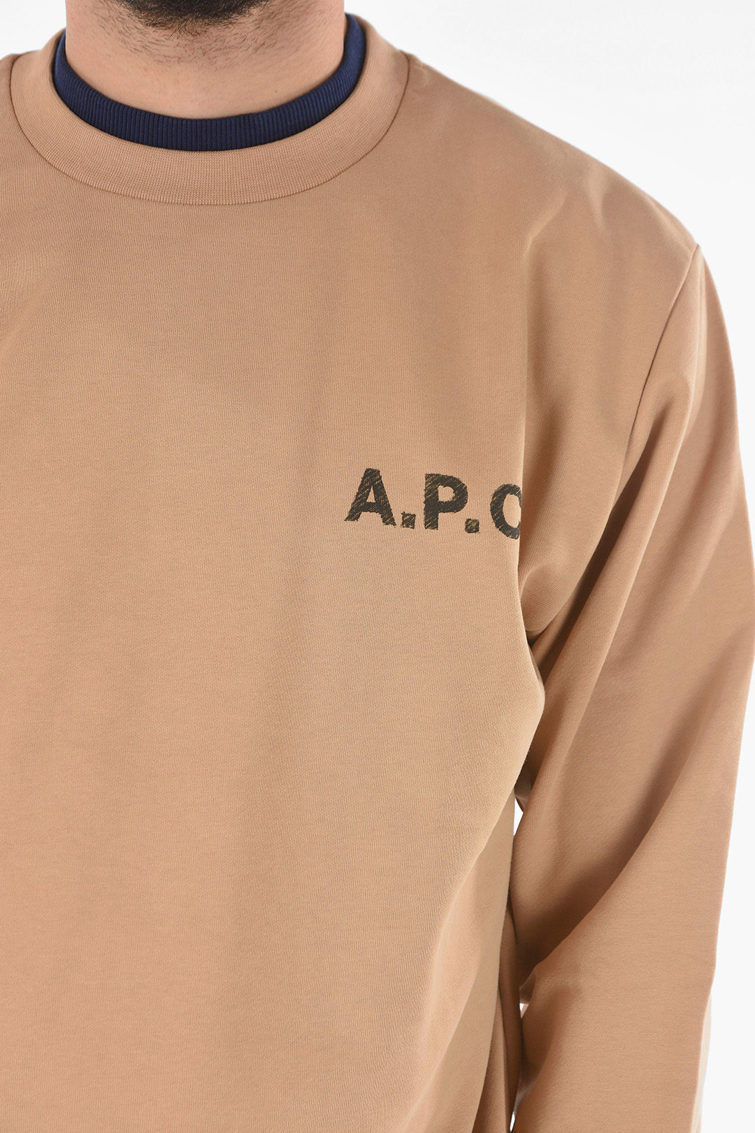 代引不可 A.P.C. アーペーセー Beige トレーナー COERH H27669 BAA メンズ CREW-NECK BRUSHED  PRINTED LOGO JIMMY SWEATSHIRT dk pacific.com.co