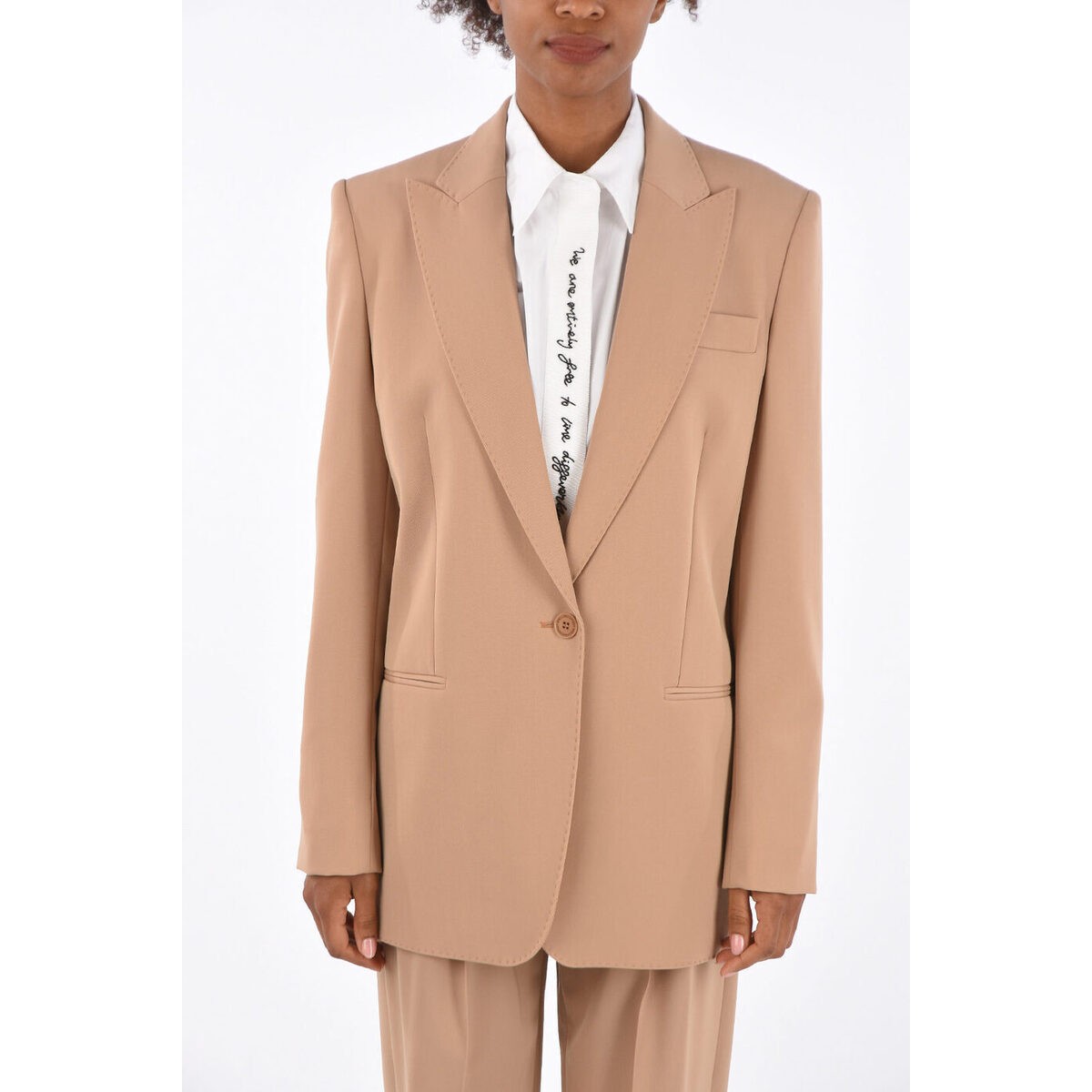Stella Mccartney ステラ ポールマッカートニー Beige レディース Jetted Pocket Peaked Lapel Blazer Dk Electrosdiscounts Com