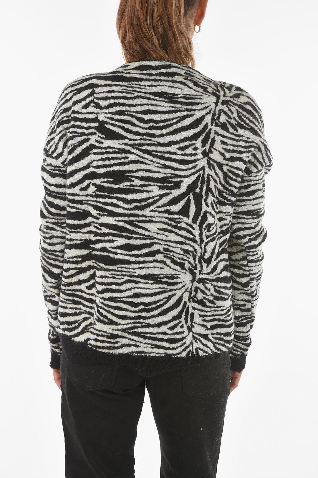 SAINT LAURENT PARIS ZEBRA Black イヴ MOHAIR ニットウェア BLEND