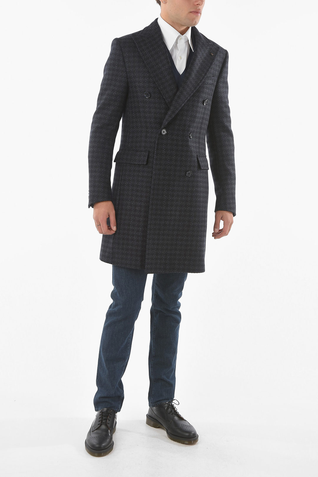CORNELIANI コルネリアーニ Blue COA PATTERNED 901Z16 HOUNDSTOOTH
