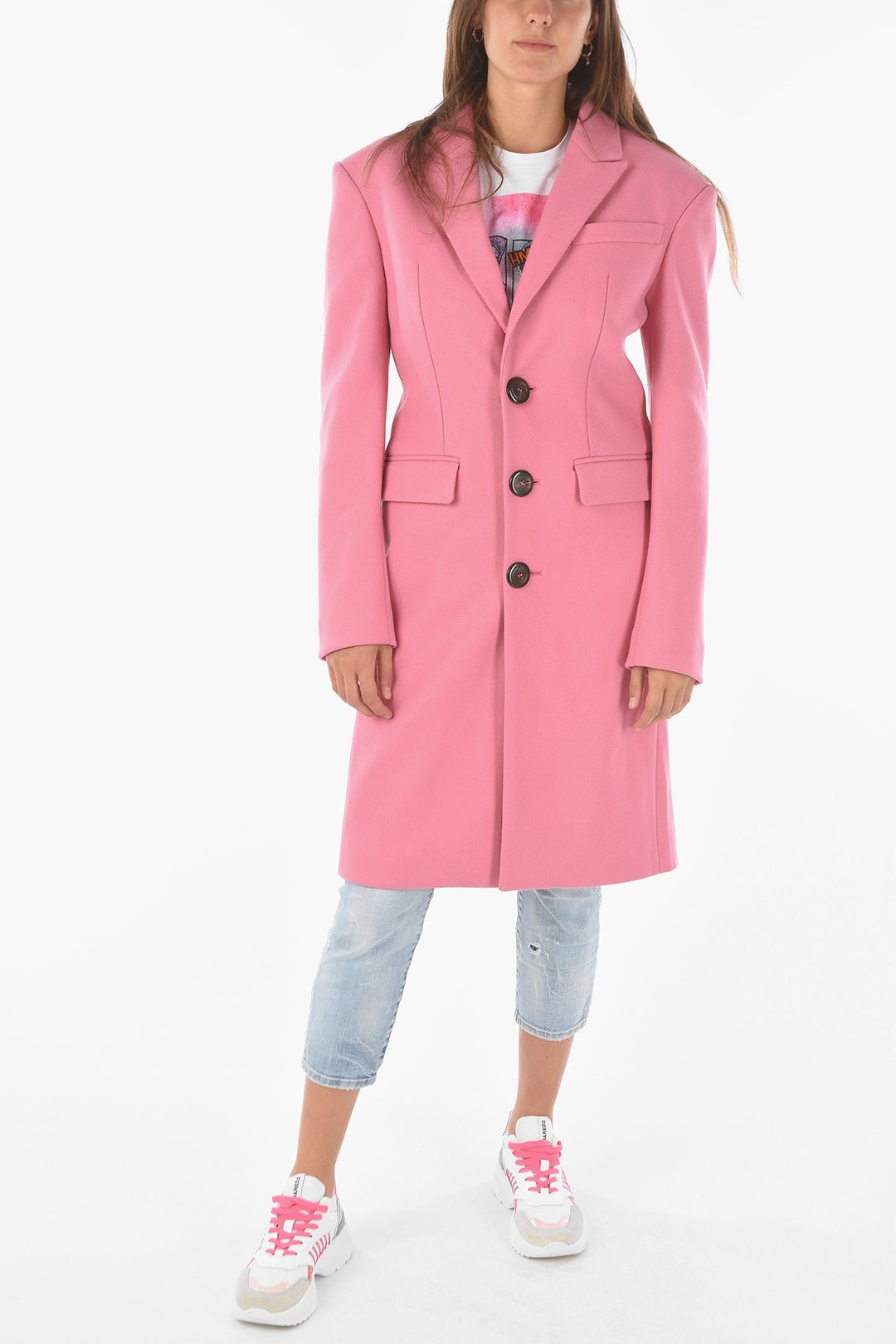 DSQUARED2 ディースクエアード Pink COAT CHESTERFIELD 3-BUTTON