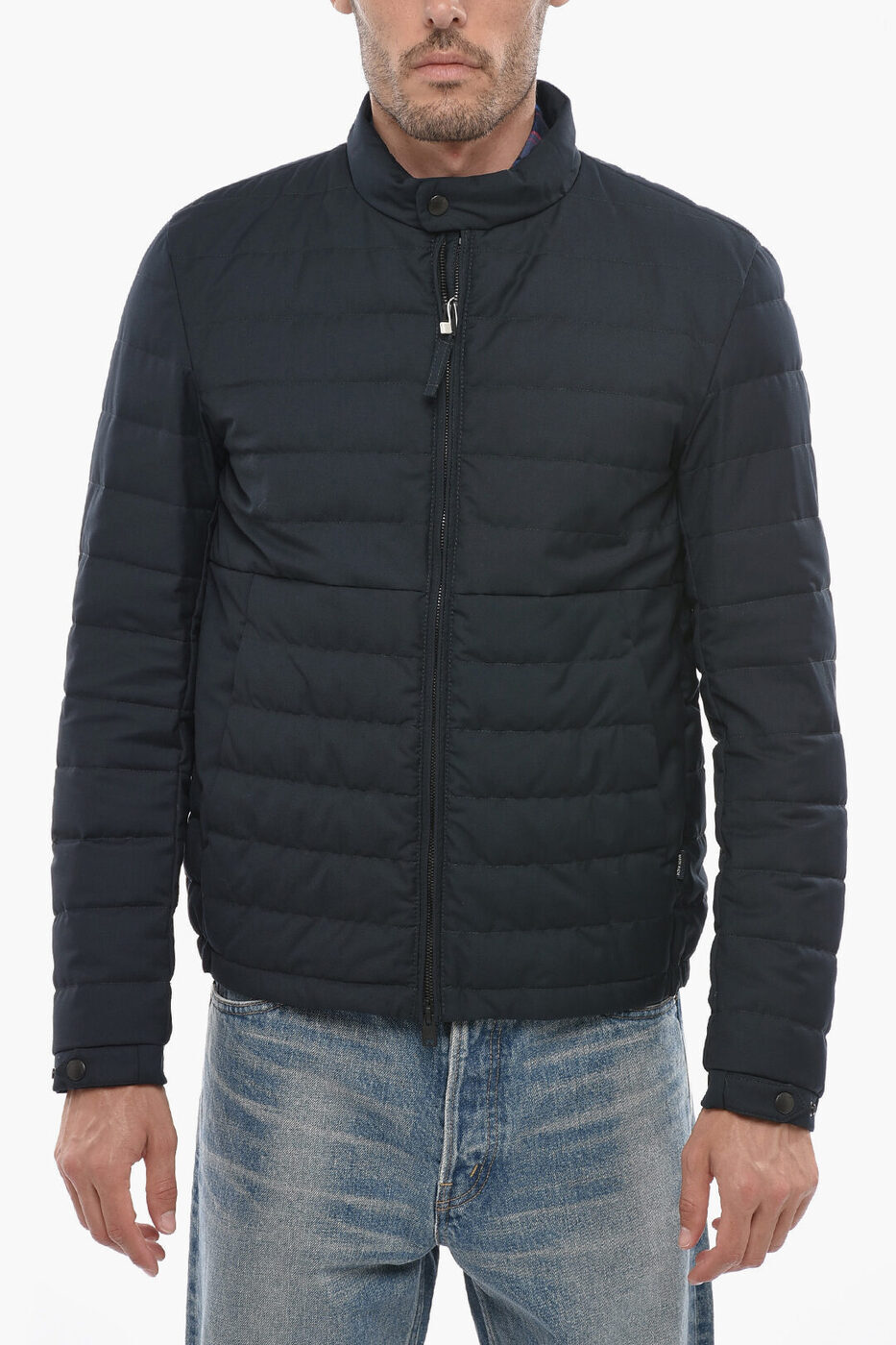 WOOLRICH ネイビー ALASKAN WL OVERSHIRT S Woolrich Alaskan Melton Wool Overshirt Melton Blue at