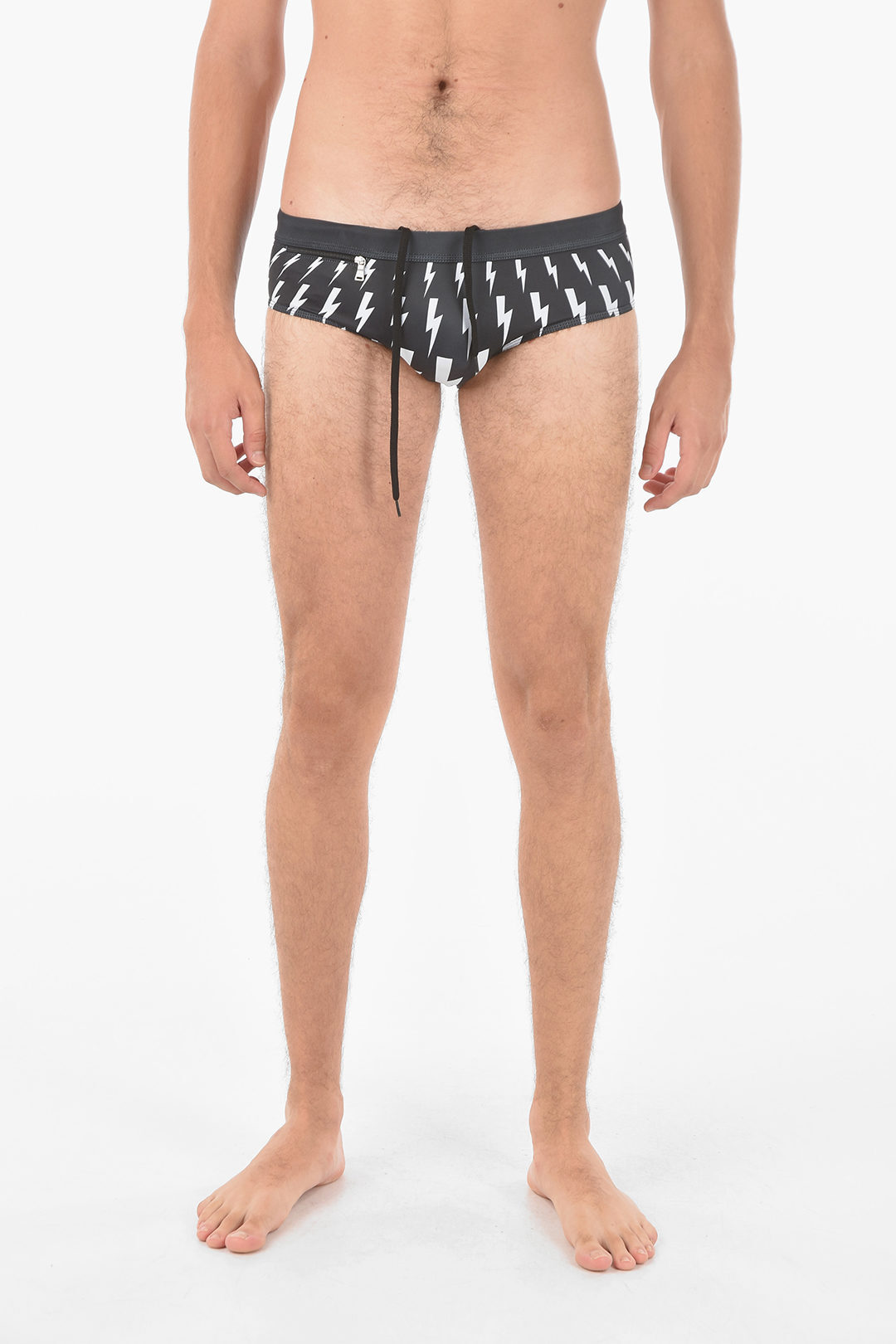 NEIL BARRETT ニール バレット Black スイムウェア PBCB87O A025S 524 メンズ LYCRA FAIRISLE THUNDERBOLT SLIP SWIMSUIT dk
