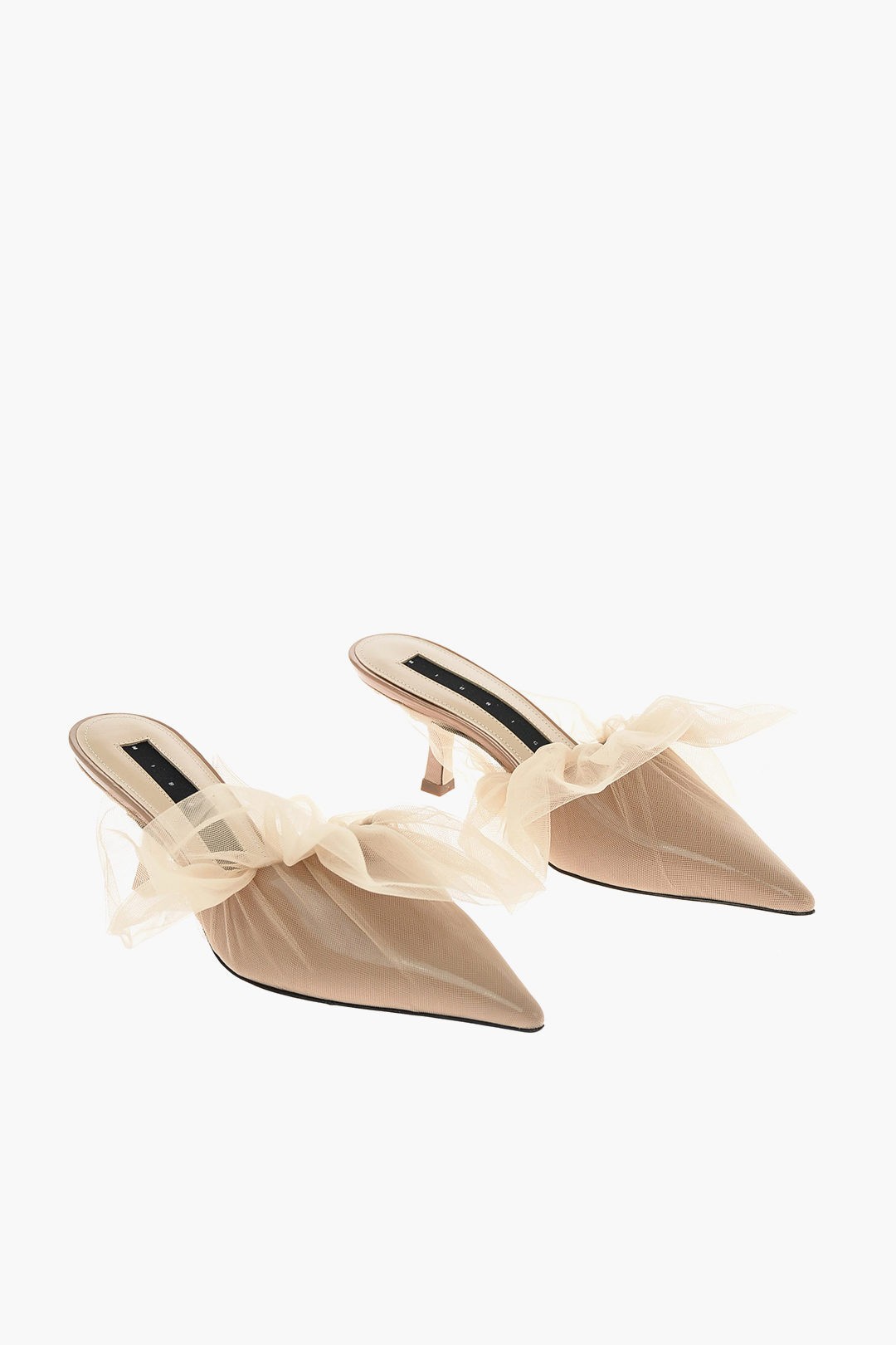 MIDNIGHT 00 ミッドナイト ゼロゼロ Beige パンプス V26255TGD レディース 7CM LEATHER MULES WITH TULLE DETAIL dk