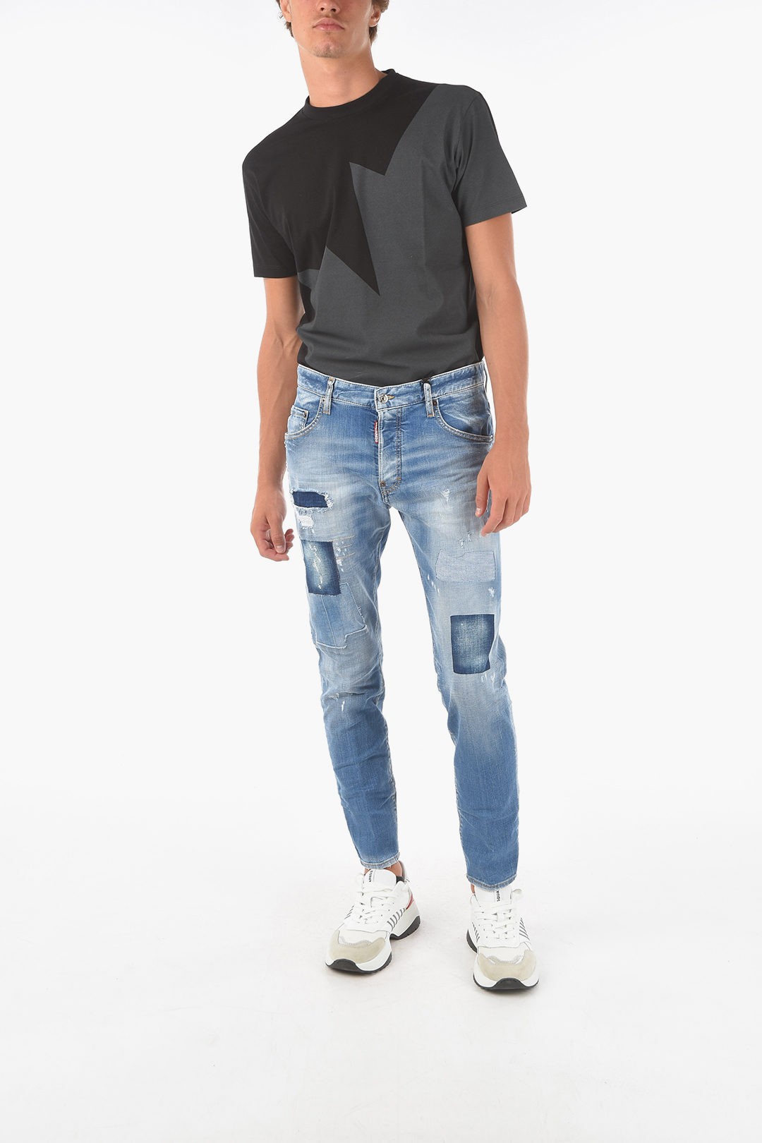 DSQUARED2 ディースクエアード Blue DISTRESSED 16CM JEANS メンズ