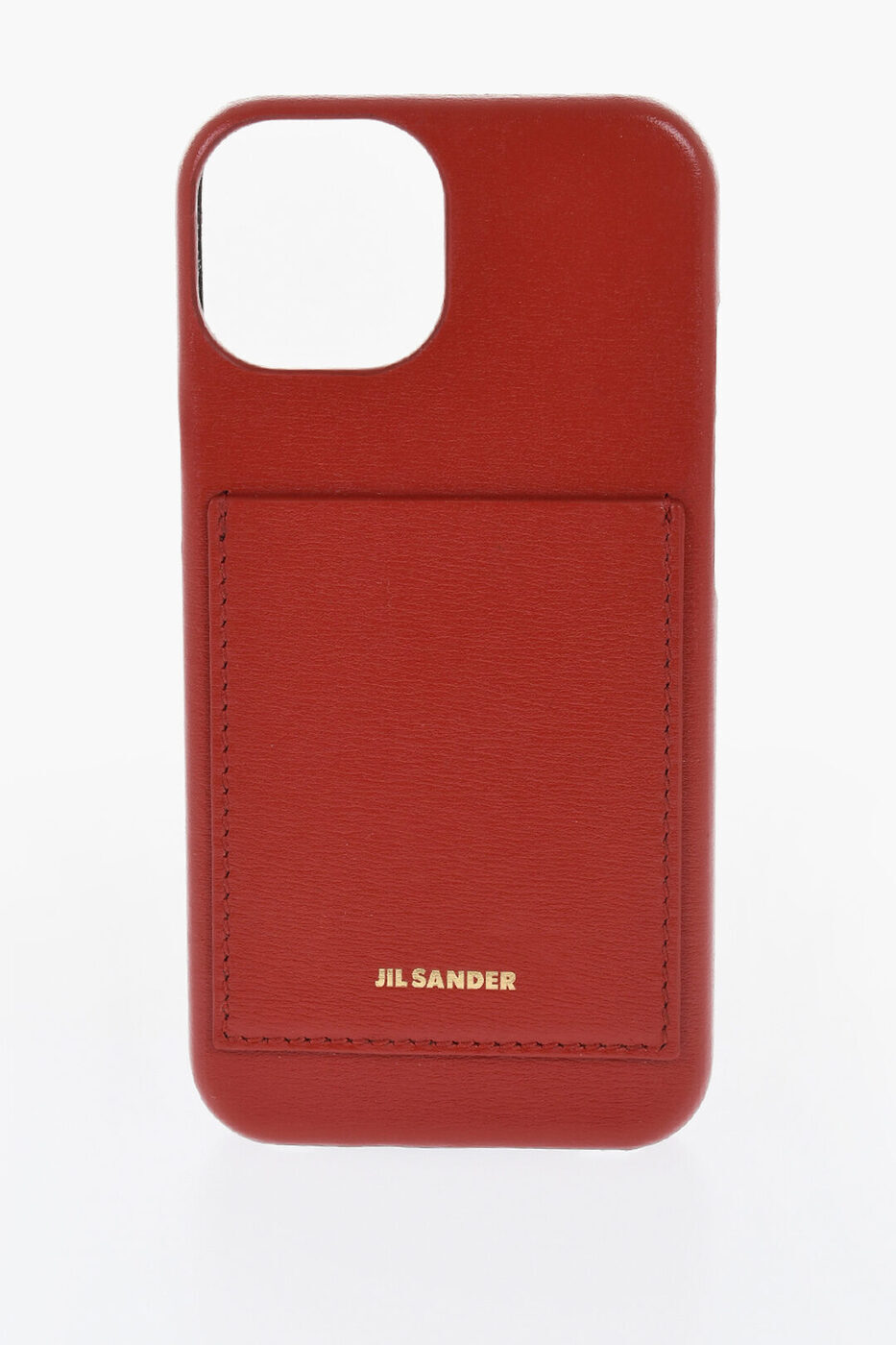 【Jil Sander】カード収納付きレザーiPhone 15ケース 赤 Iphoneケース カード収納 背面 ジル サンダー JIL SANDER iPhone