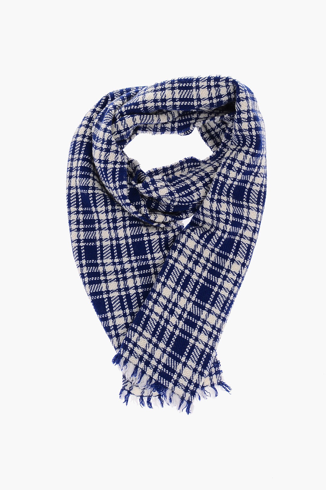 DESTIN Blue ファッション小物 SNSCWO B29 レディース CHECKED SOGNO SCARF WITH FRINGE dk