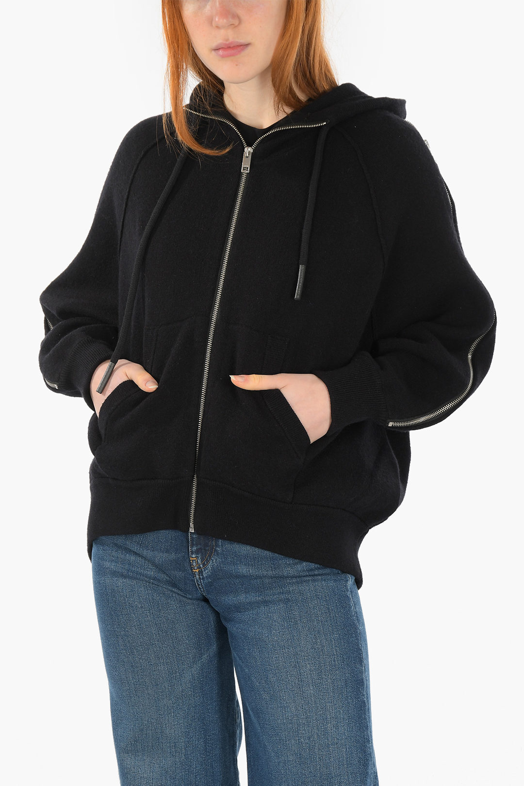 DIESEL ディーゼル Black トレーナー A04203 0BCAU 9XX レディース PATCH POCKETS KNITTED M-LAZUR SWEATSHIRT WITH HOOD dk