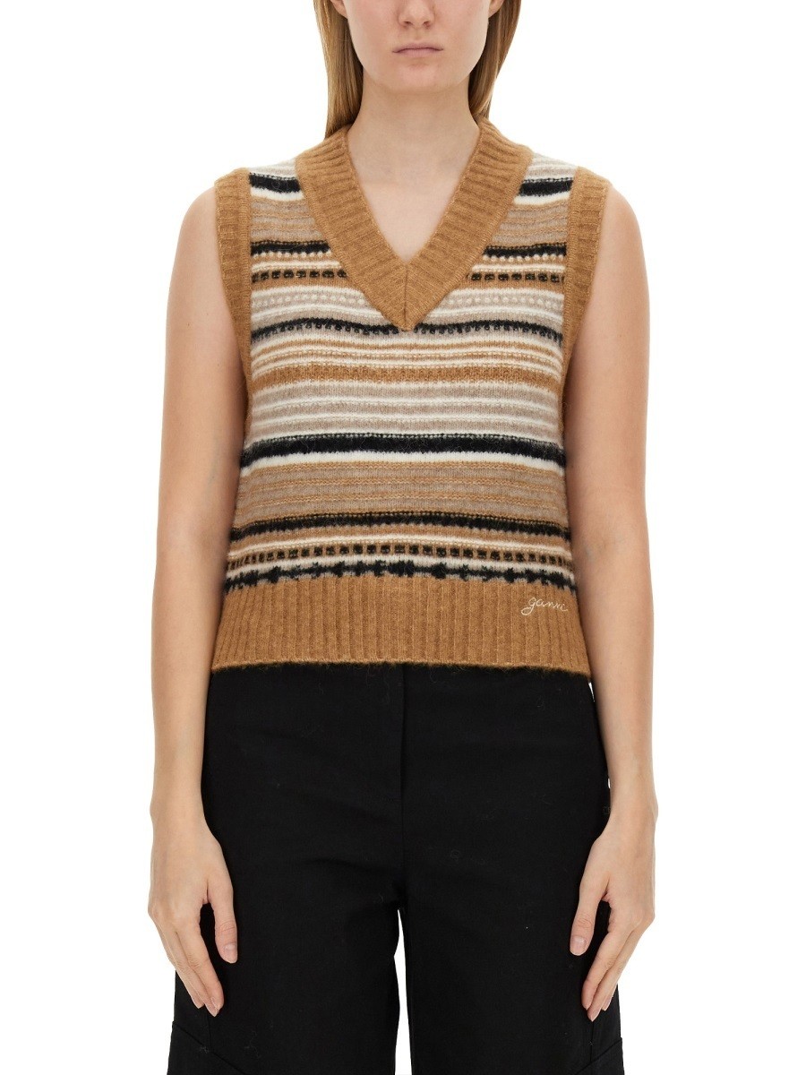 楽天市場】GANNI ガニー ニットベスト Graphic V-neck Vest