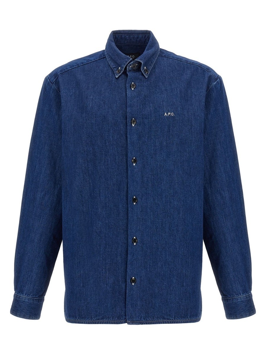 チュニジア製　A.P.C. アーペーセー　素敵ブルーカラーシャツ アーペーセー A.P.C. シャツ 長袖シャツ デニムシャツ ブルー