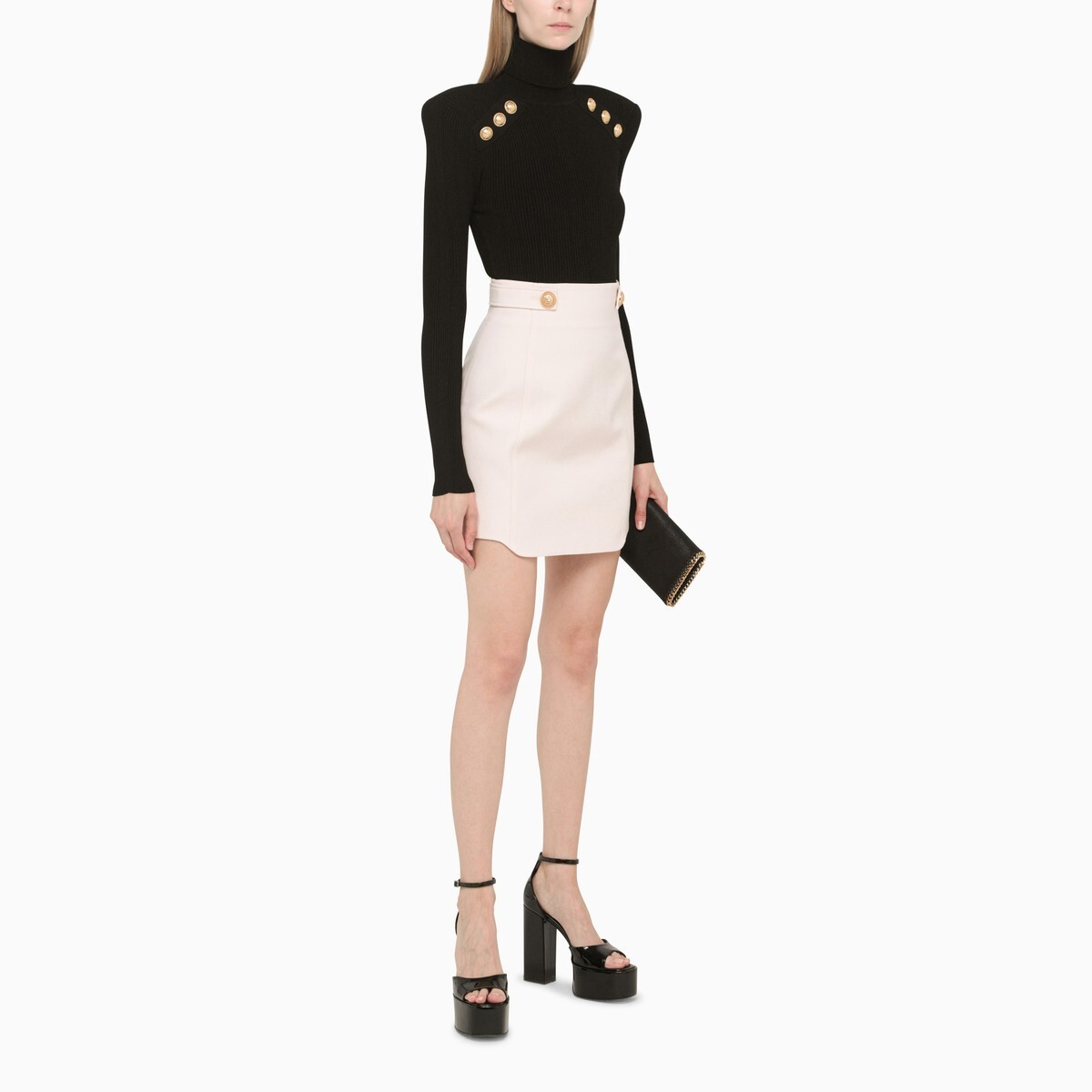 BALMAIN バルマン Pink スカート ff レディース 秋冬2022 YF0LB645WB05 L_BALMA-4AQ ボトムス 