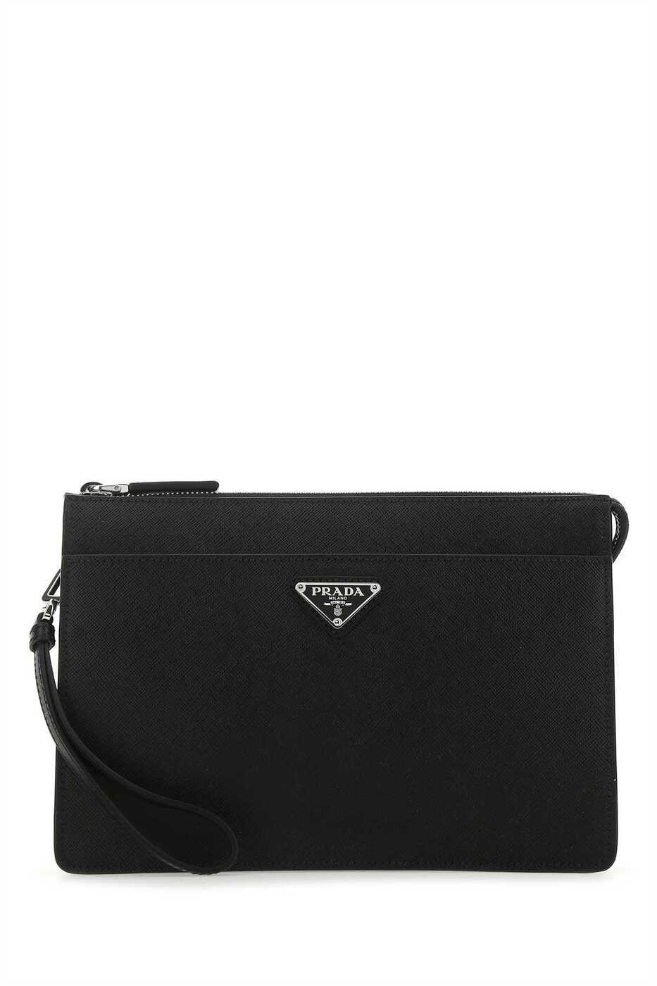 クラッチバッグ PRADA BLACK POUCH IN RE-NYLON WITH LOGO PRADA Black Re-Nylon Clutch (PRADA/クラッチバッグ