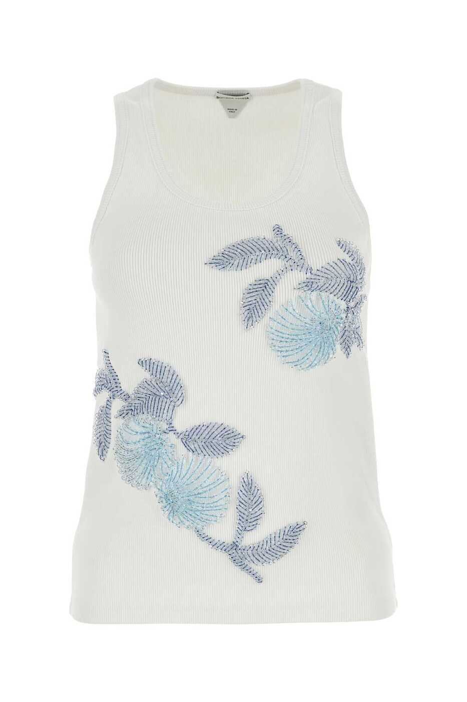 ボッテガ・ヴェネタ BOTTEGA VENETA  レディース ワンポイントロゴ刺しゅう Tシャツ【オフホワイト】 707791 VKLZ0 9071/【2023SS】l-tops ボッテガ・ヴェネタ BOTTEGA VENETA レディース ワンポイント