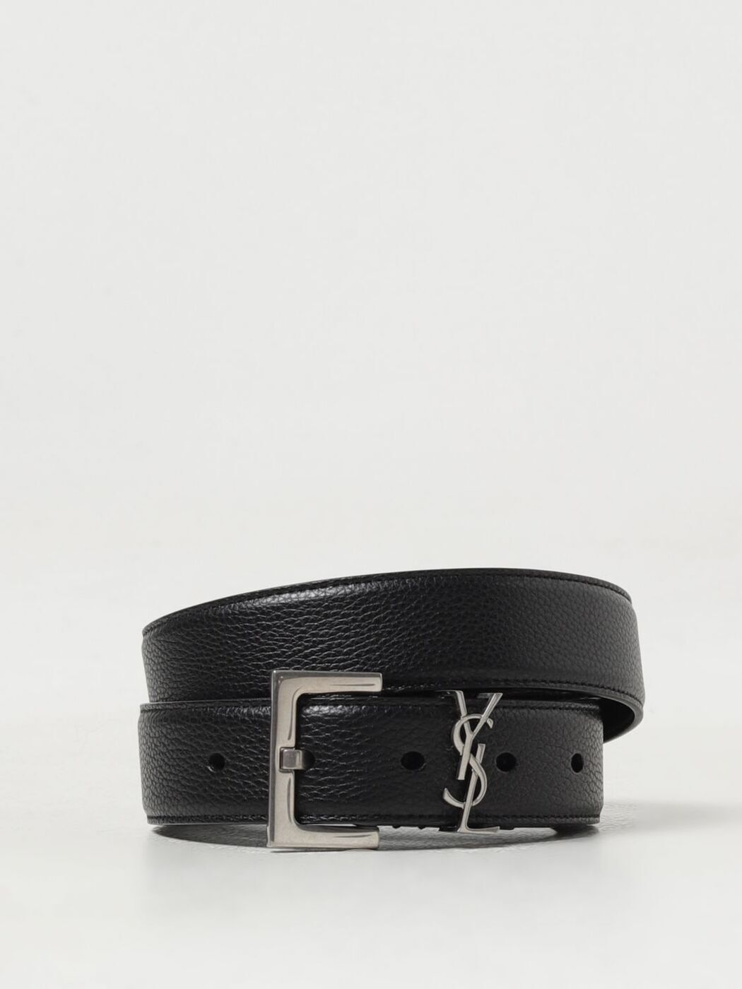 YSL サンローラン 612616 ブラックシルバー ベルト メンズ レディース SAINT LAURENT サンローラン ベルト YSL BELT 2.0 ナロー 612616