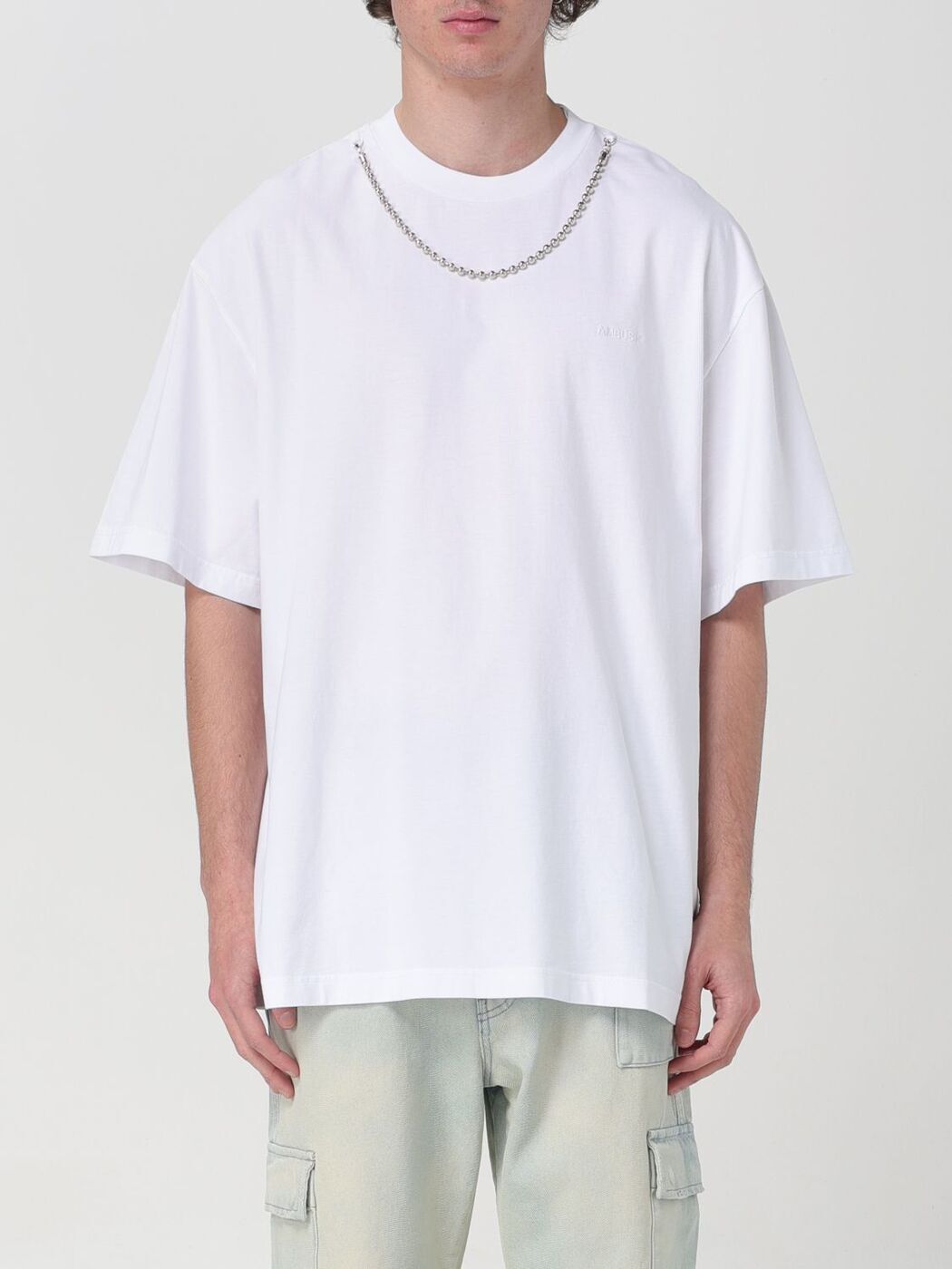 Tシャツ・カットソー AMBUSH SS24 White cotton t-shirt (BMAA001S24JER001 0101) AMBUSH SS24 White cotton t-shirt (BMAA001S24JER001 0101