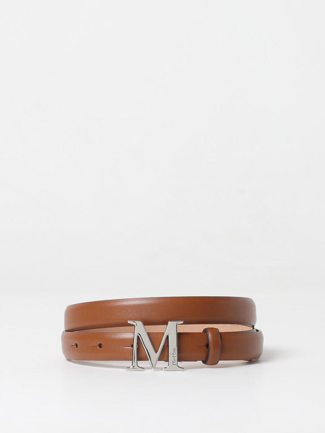 Max Mara ロゴ プレート ベルト☆関税・送料込み☆ 関税・送料込】Max Mara ゴールドMロゴ付 カーフレザーベルト