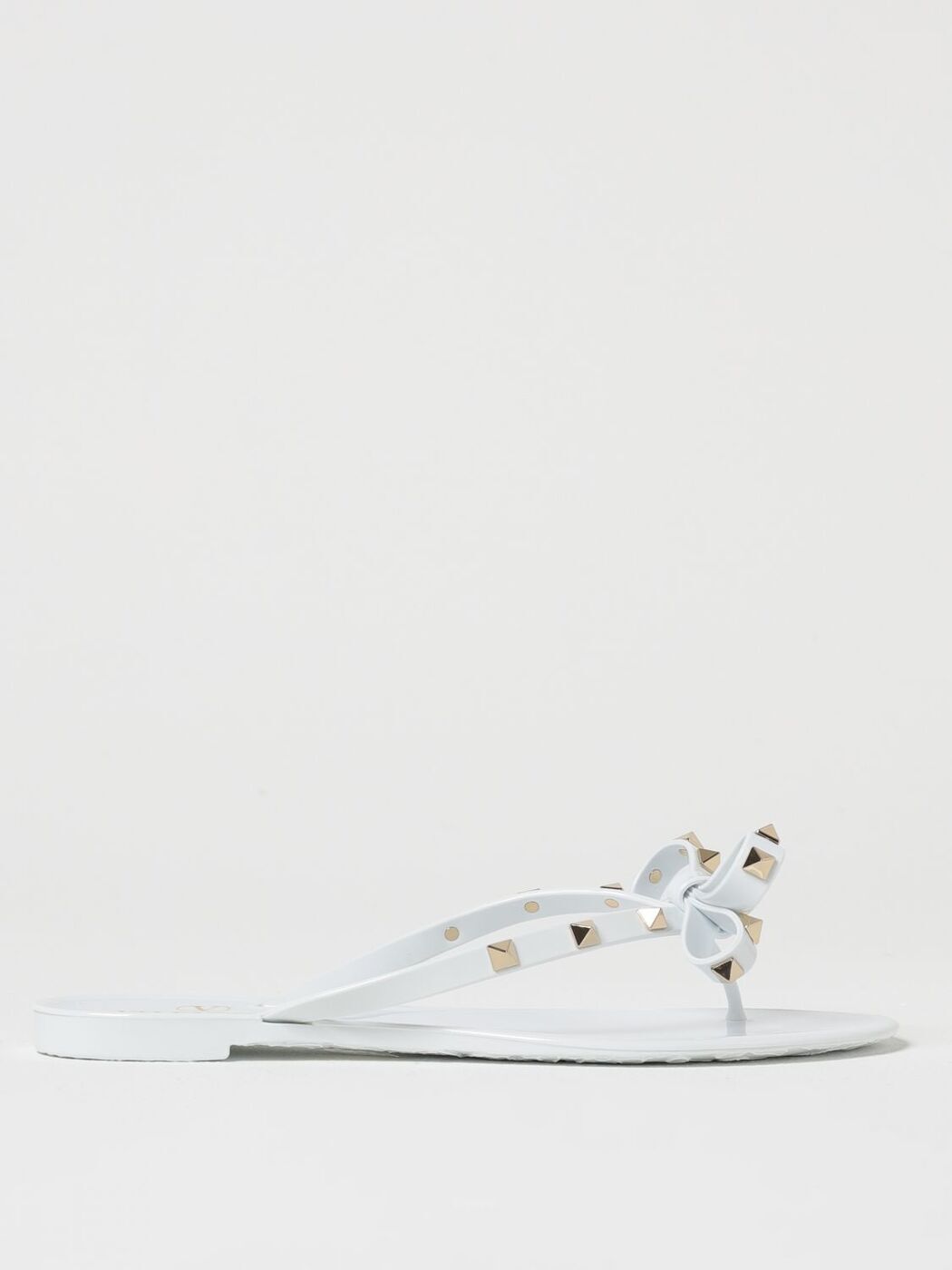 VALENTINO ウェッジサンダル ホワイト/ゴールド 39 ロックスタッズ カーフスキン ウェッジサンダル for ウィメンズ