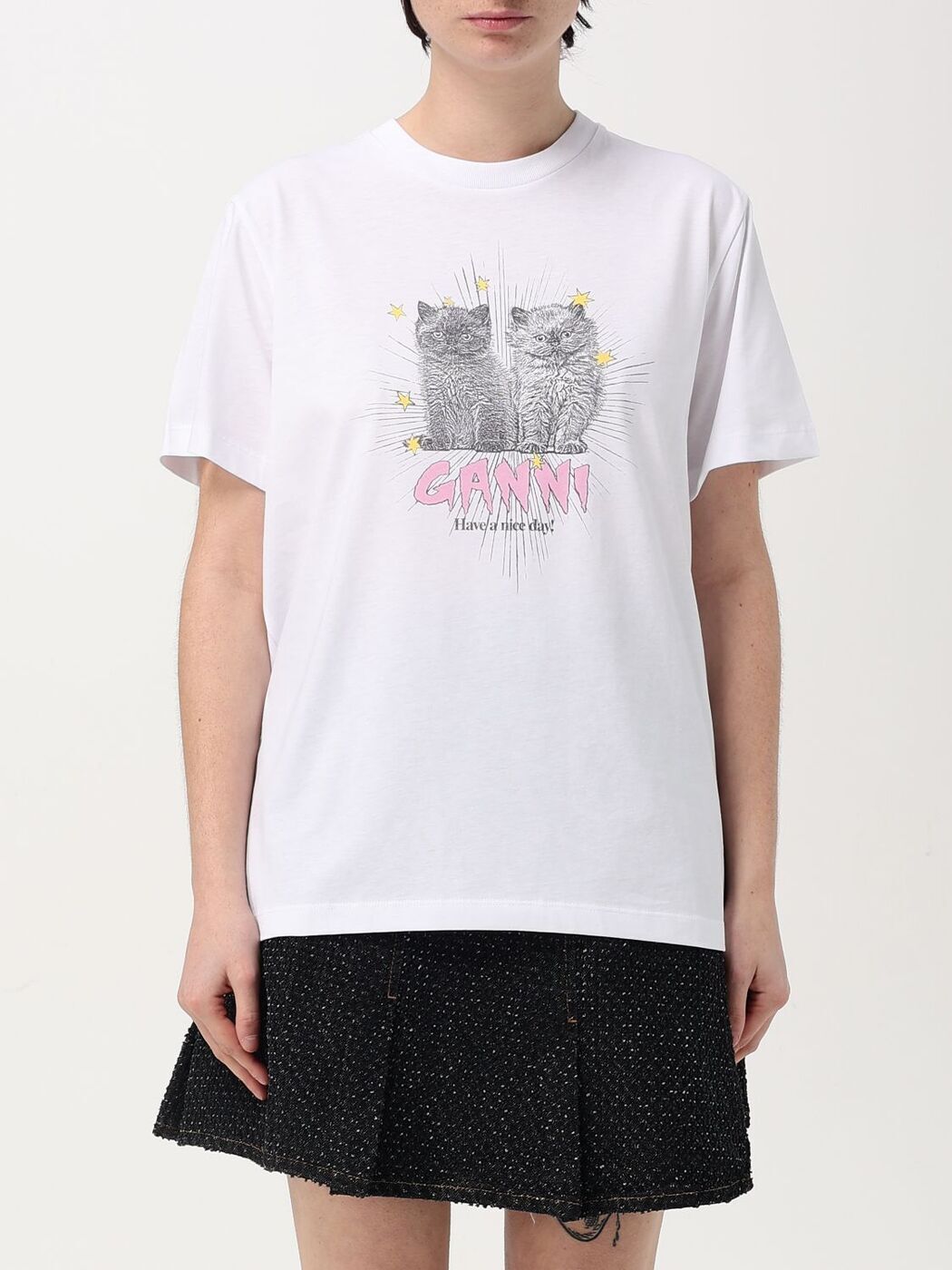 GANNI ガニー 半袖 ニット Thin Cotton Lace Short Sleeve Polo K2200 2665 レディース V ネック ポロカラー レース 135/Egret GANNI ガニー 半袖 ニット Thin Cotton Lace Short Sleeve Polo