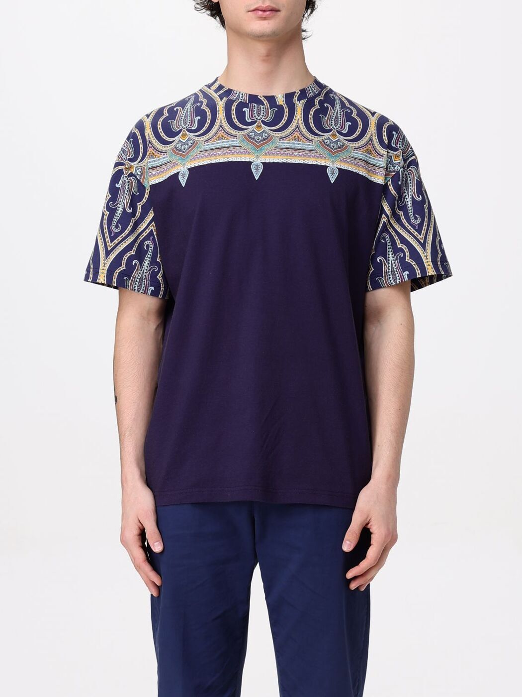 ETRO エトロ●モノグラム入りパームプリントクルーネックTシャツ ETRO エトロ○モノグラム入りパームプリントクルーネックTシャツ