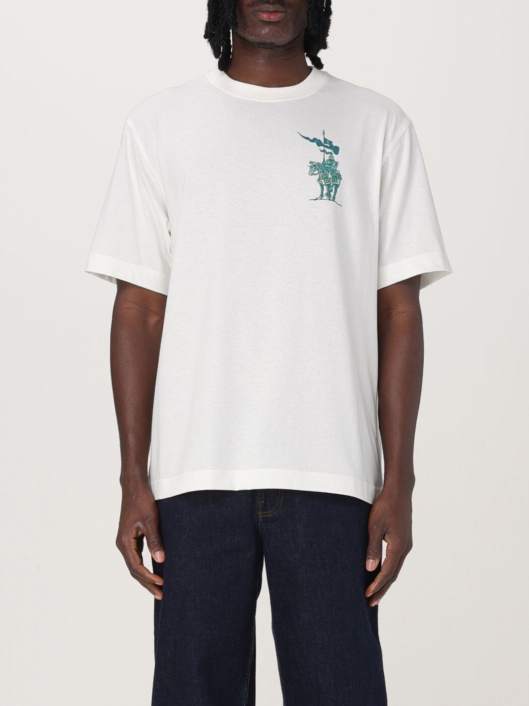 Burberry クルーネック半袖tシャツ ホワイト FW24/25 Burberry White M Crew Neck T-Shirt with Horse Logo, Relaxed