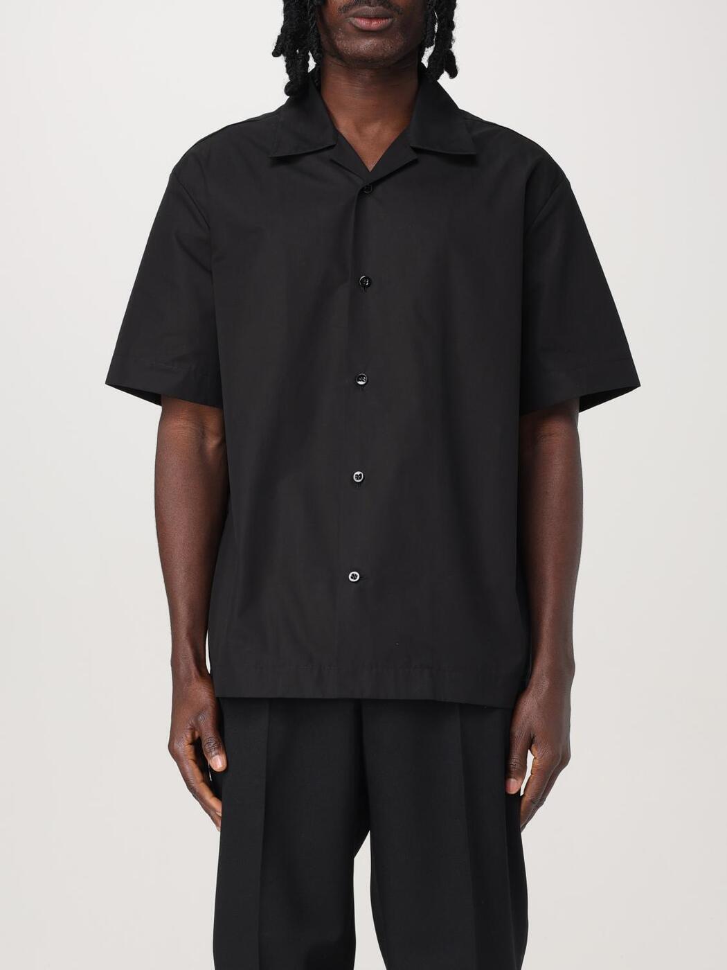 【関税込み】Jil Sander ブラック サテン シャツ Jil Sander ロゴプリント シャツジャケット | ブラック