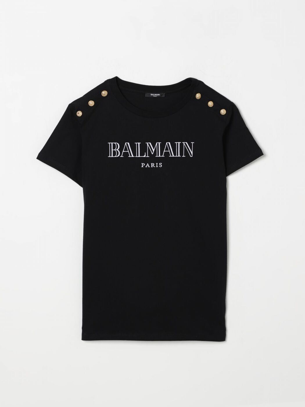 BALMAIN ブラック クロップドTシャツ 長袖　ラインストーン BALMAIN ブラック クロップドTシャツ 長袖 ラインストーン