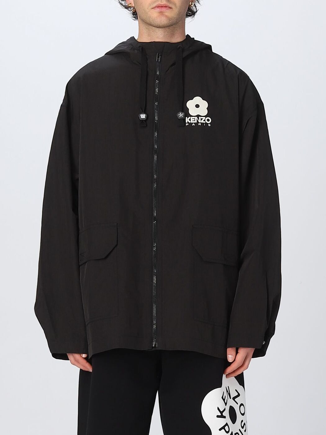 極美品 KENZO HOMME マキシ丈 ベルト付ダブルブレストコート ブラック BOKE FLOWER CREST FZ HOODIE | KENZO(ケンゾー) / トップス