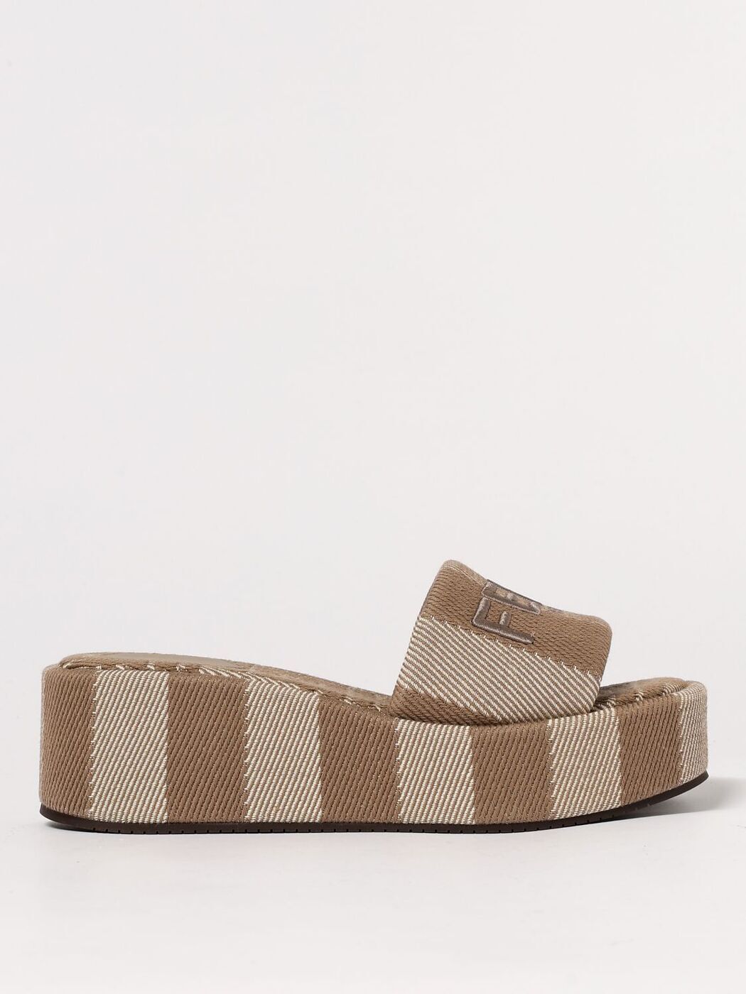 【FENDI】FFジャカードファブリック サンダル ブラウン バゲット ファブリック ブラウン | Fendi