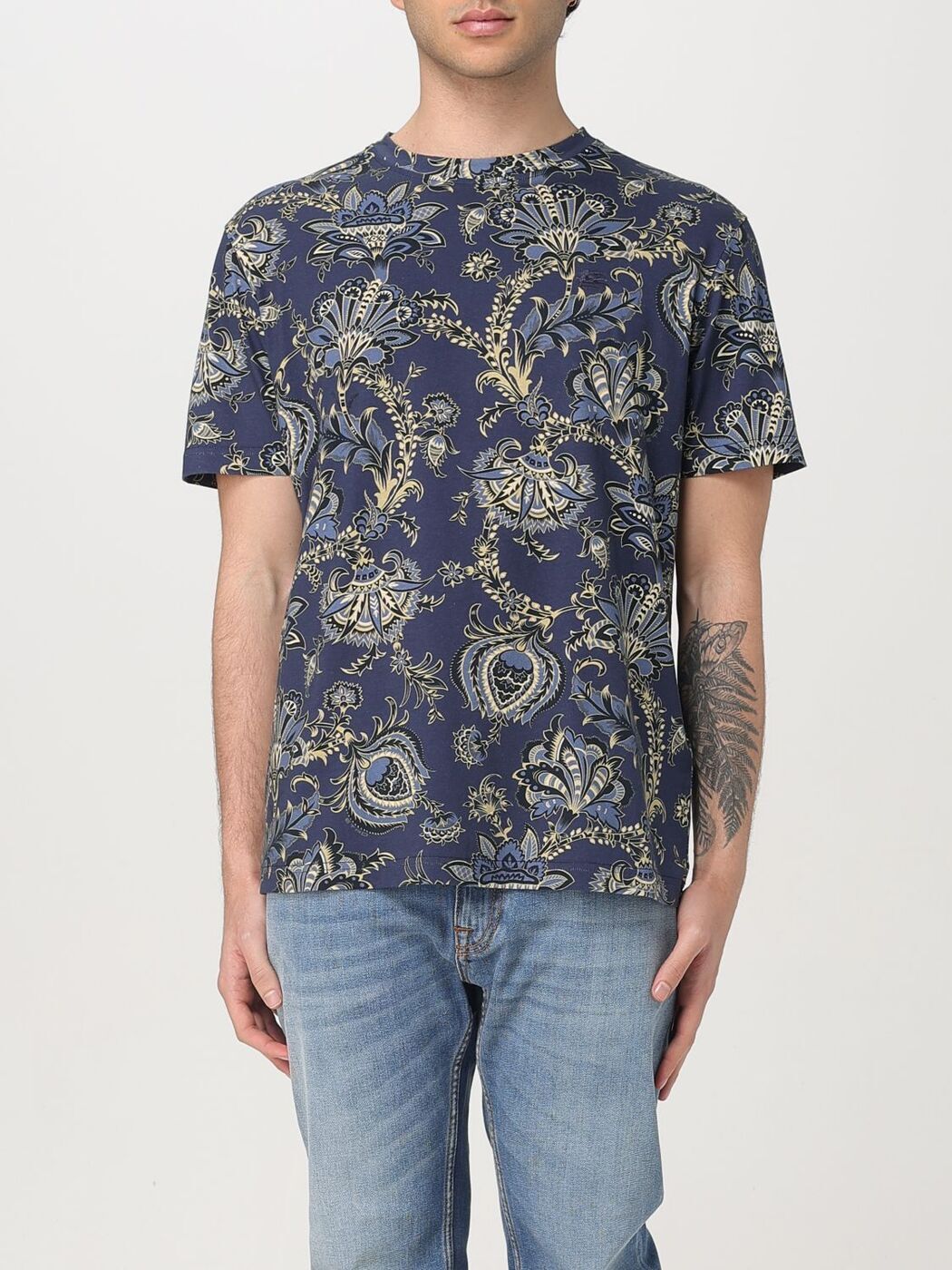 ETRO エトロ●モノグラム入りパームプリントクルーネックTシャツ ETRO エトロ○モノグラム入りパームプリントクルーネックTシャツ