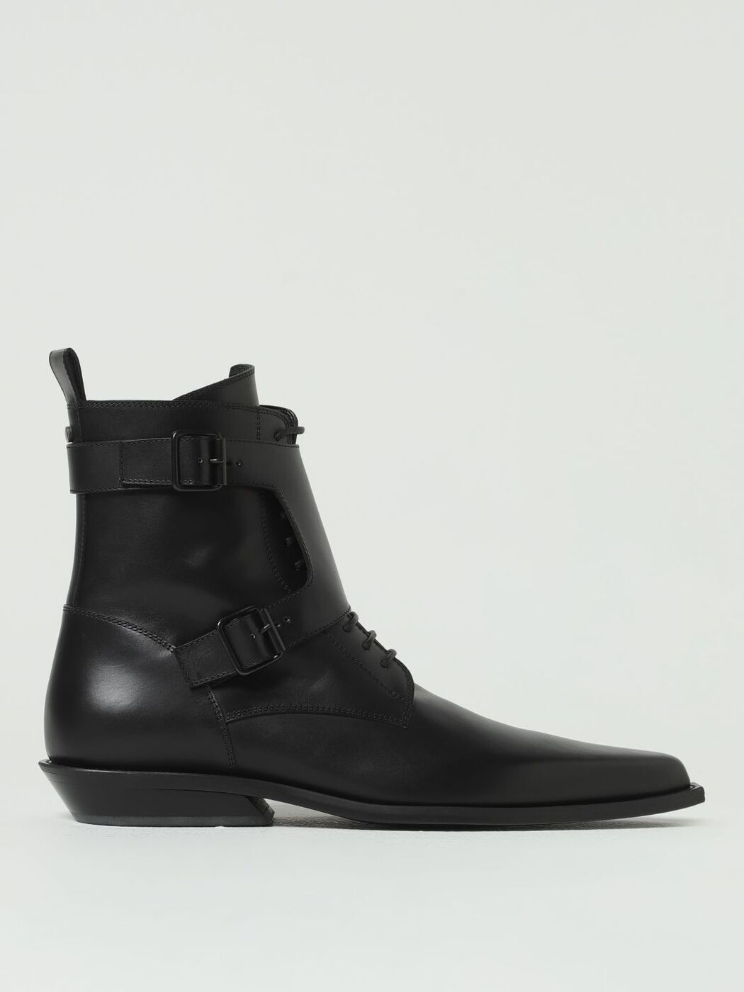 ANN DEMEULEMEESTER ブラックレザーショートブーツ アンドゥムルメステール ショートブーツ コンバットブーツ