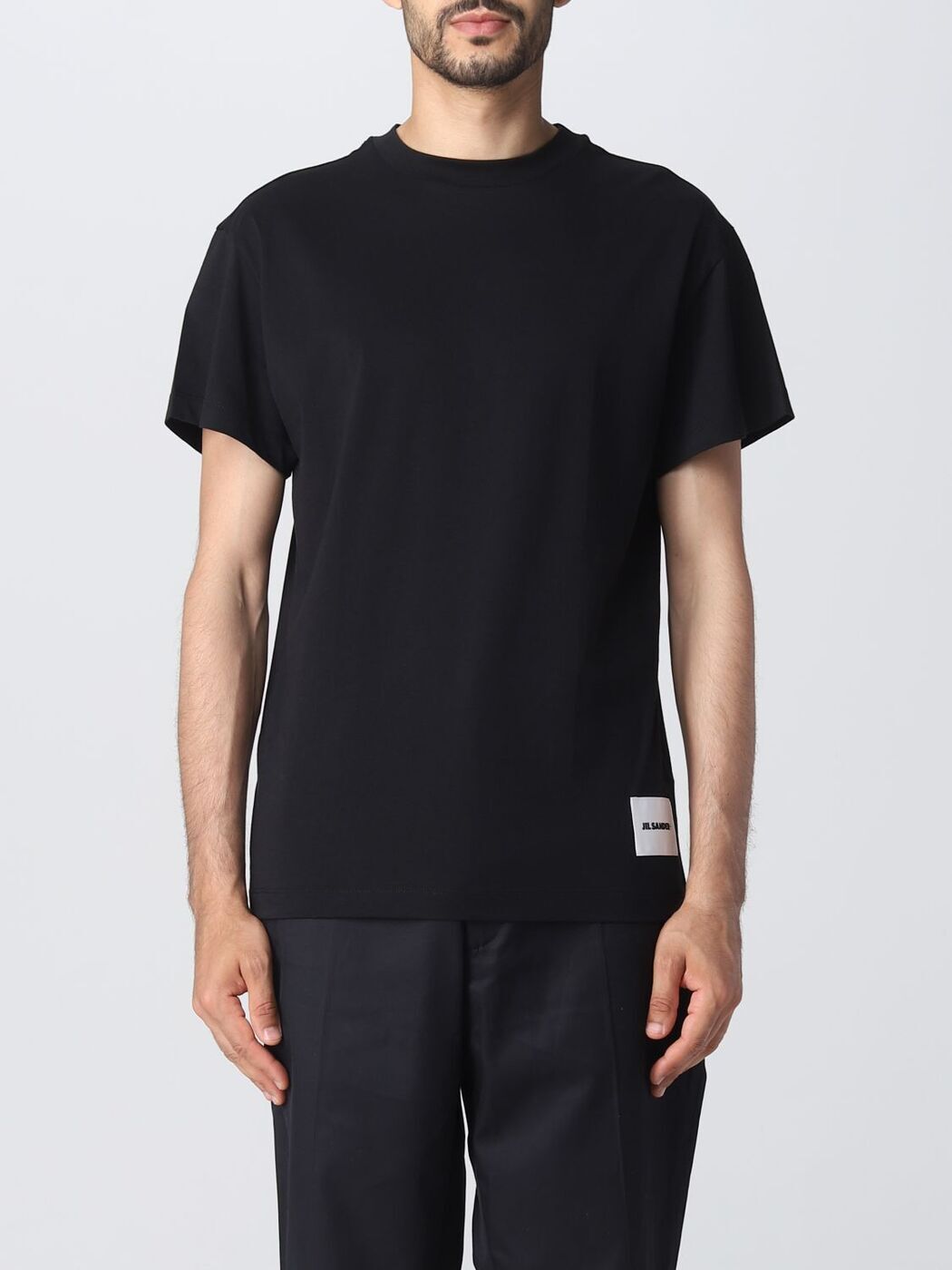ジルサンダー　JIL SANDER ＋　Tシャツ　半袖　ロゴラベル　ブラック JIL SANDER - 新品 M JIL SANDER 23ss 胸ロゴTシャツ 黒 6495の