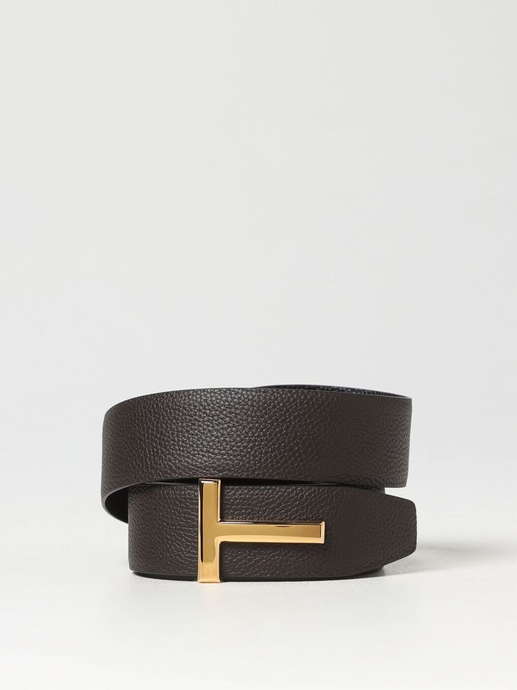 TOM FORD リバーシブルベルト 90CM Tom Ford - Black Glossy & Matte Leather Reversible T-Belt