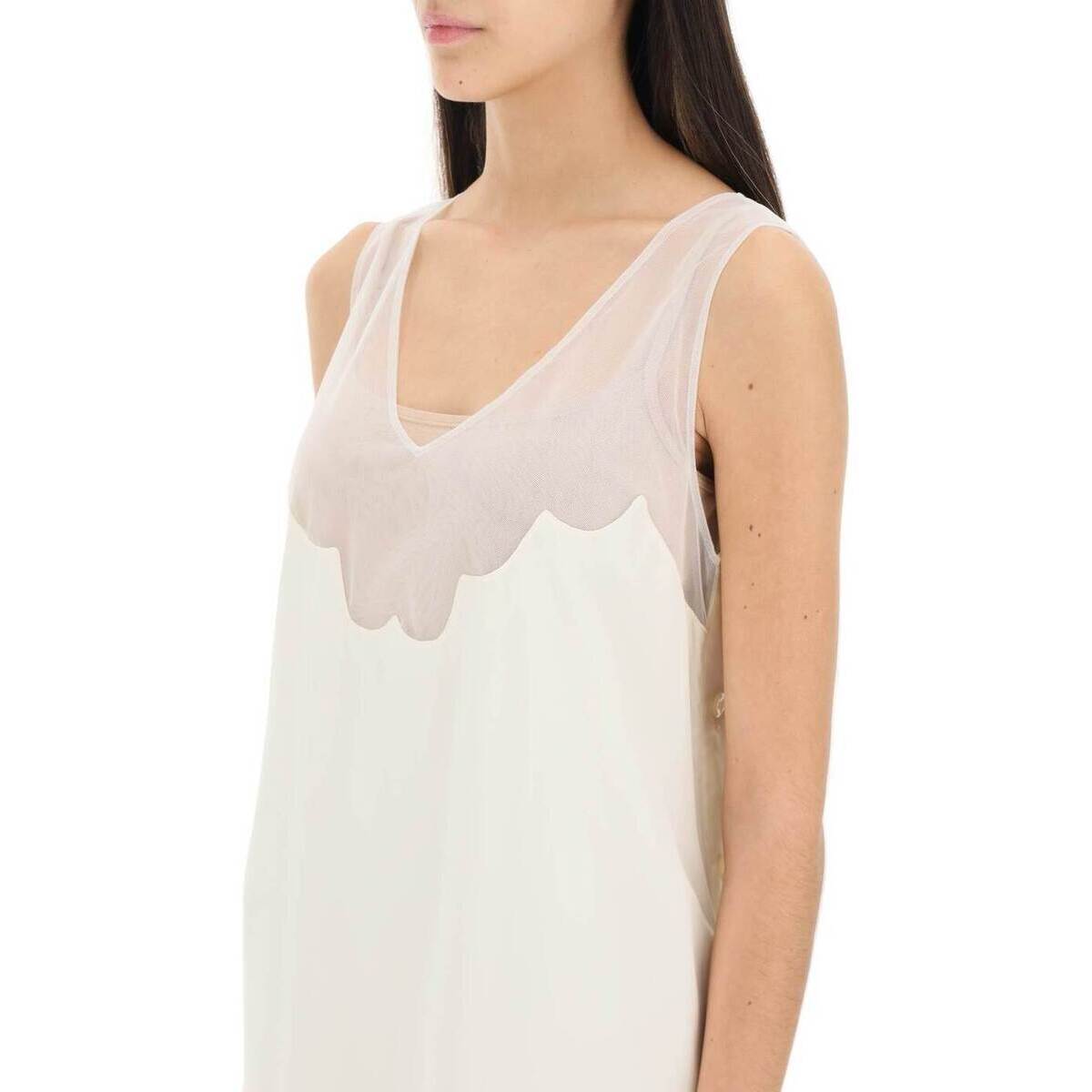 SIMONE ROCHA シモーネロシャ Bianco Simone Rocha Midi Dress With Tulle Neckline ドレス  レディース 秋冬2022 7141 0514 Ik ドレス
