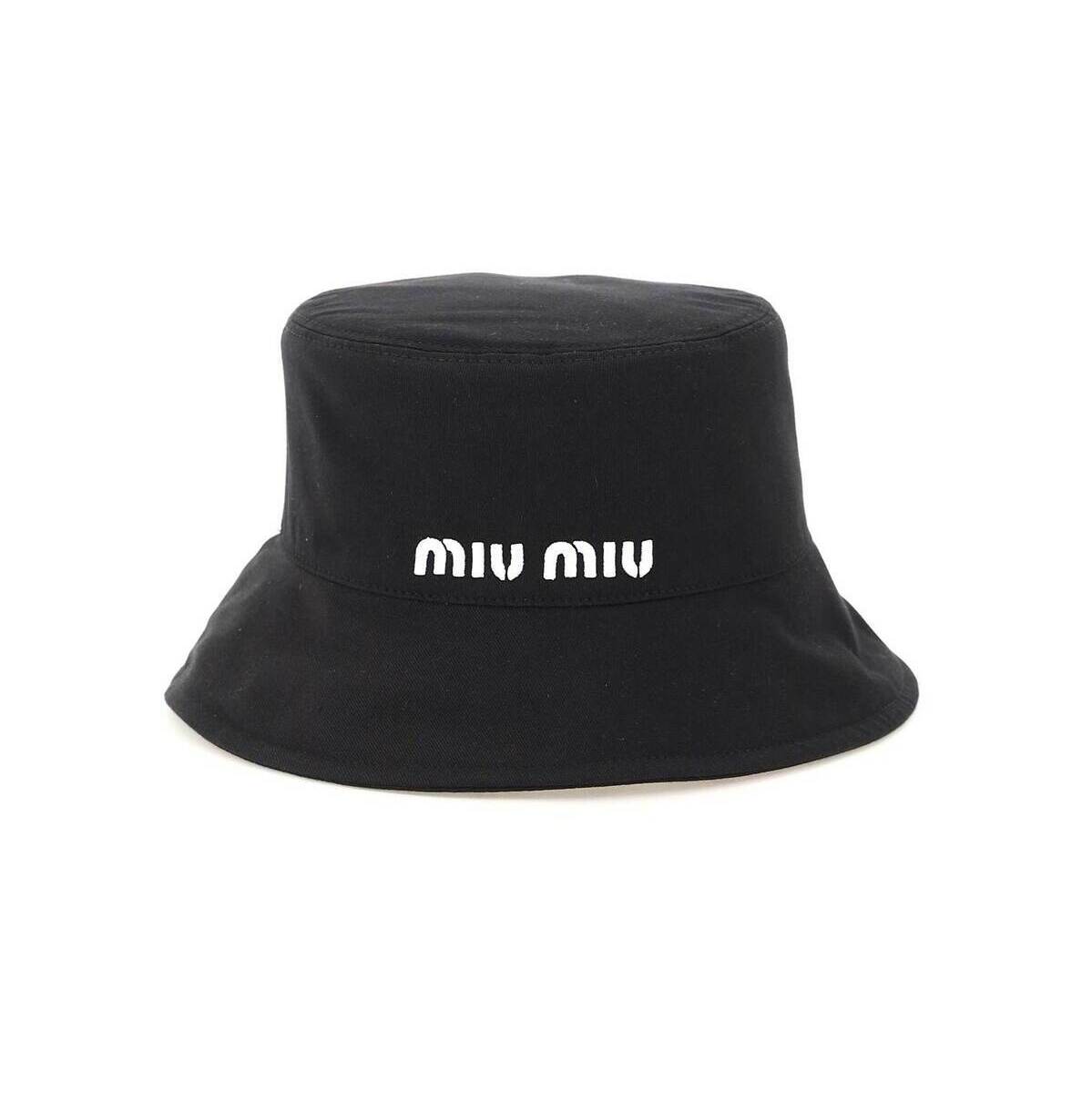 売れ筋がひ新作！ MIU ミュウ Nero Miu miu bucket hat with logo