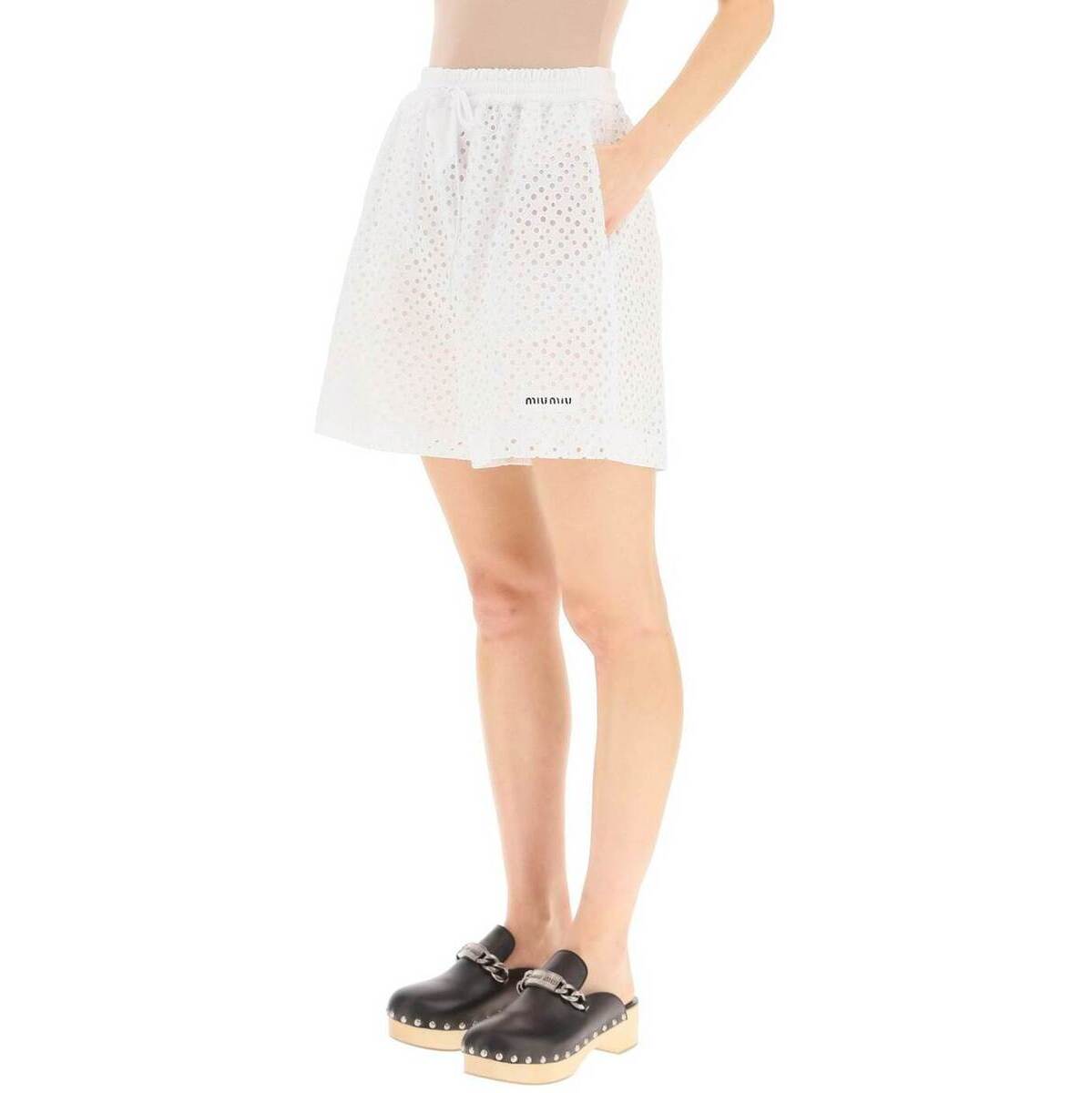 MIUMIUミュウミュウBiancoMiumiubroderieshortsショーツレディース春夏2022MP15511EWL【関税・送料無料】【ラッピング無料】ik
