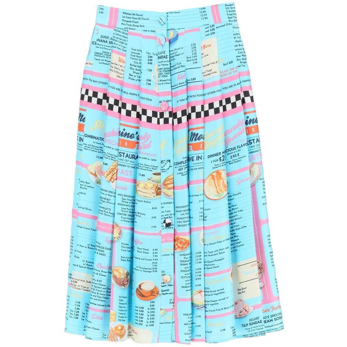 MOSCHINO モスキーノ Colori misti Moschino menu print midi skirt スカート レディース  春夏2022 A0111 0562 ik 新入荷 流行