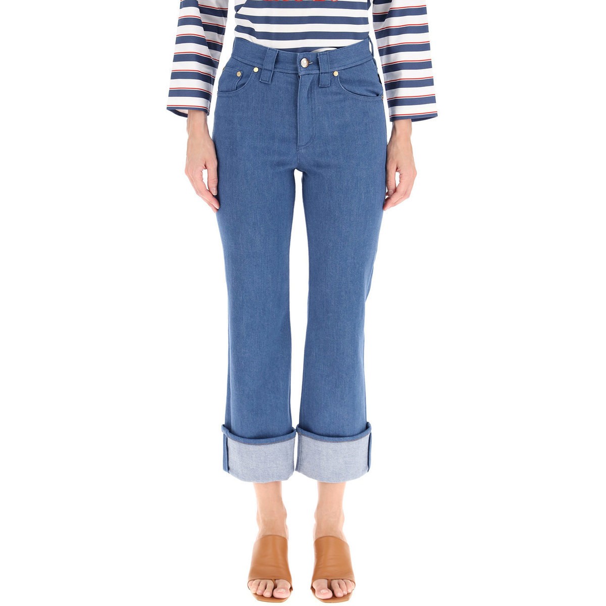 100 本物保証 楽天市場 Chloe クロエ Blue Chloe Cuffed Jeans レディース 秋冬 Chcadp Ik Brandshop クラージュ楽天市場店 お1人様1点限り Advance Com Ec