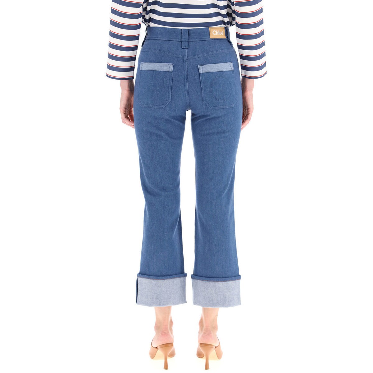 100 本物保証 楽天市場 Chloe クロエ Blue Chloe Cuffed Jeans レディース 秋冬 Chcadp Ik Brandshop クラージュ楽天市場店 お1人様1点限り Advance Com Ec