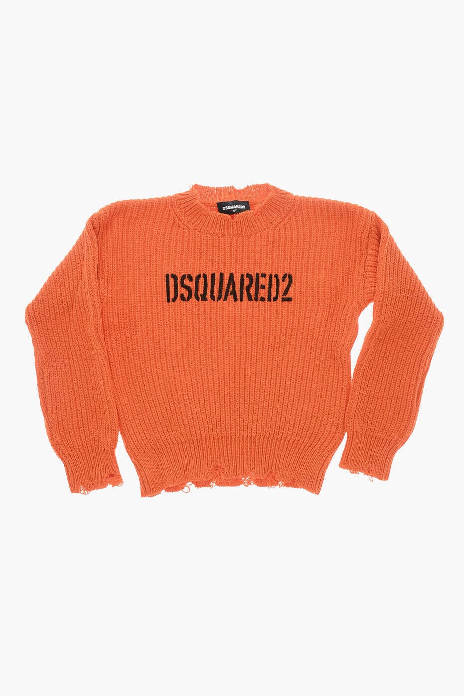 ディースクエアード DSQUARED2 クルーネックジャンパー 編み物御召しもの ボーイズ オレンジ色 Crew neck jumpers DQ1938 D0A58 DQ258 関税 貨物輸送無料 dk