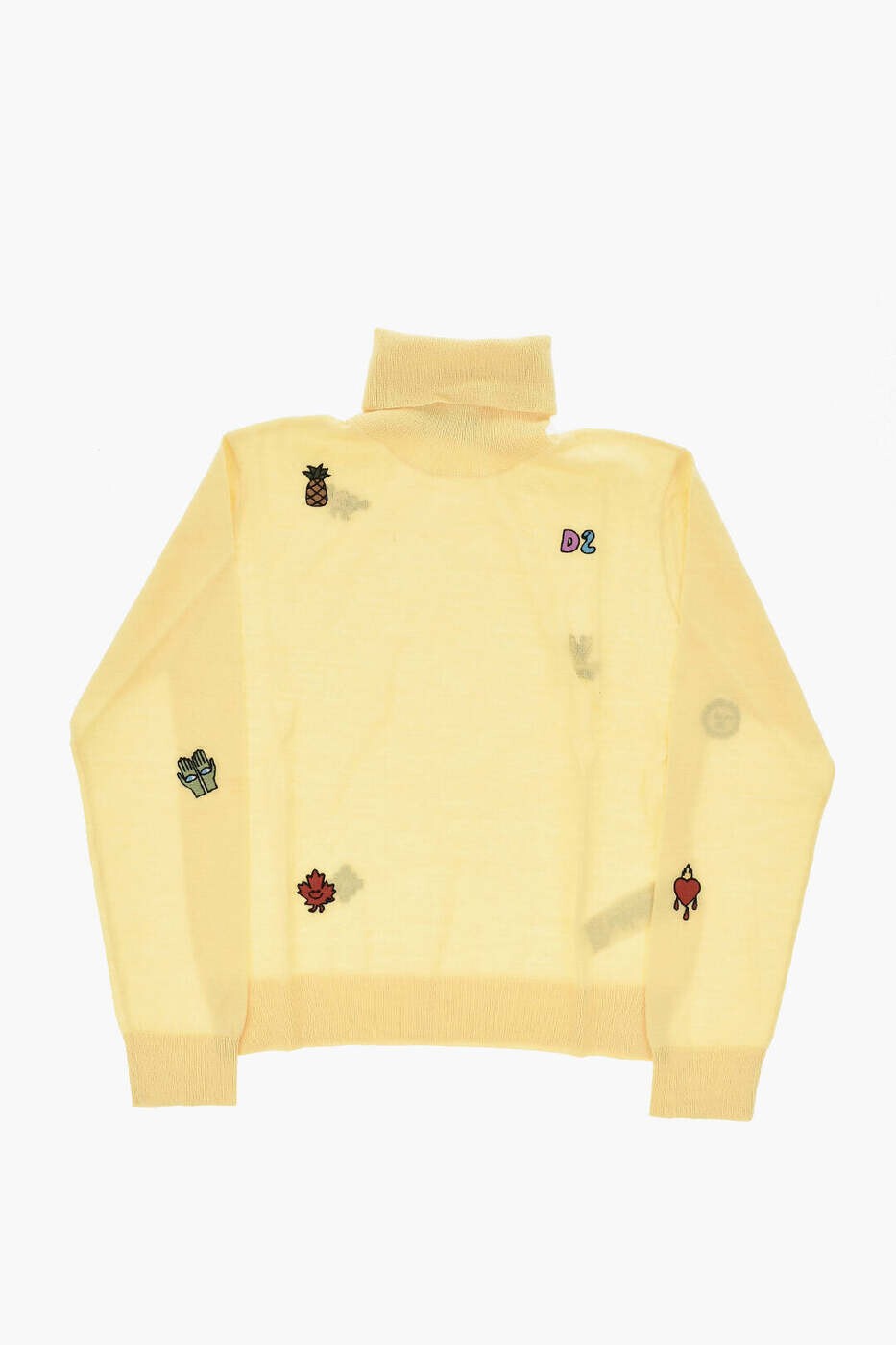 ディースクエアード DSQUARED2 クルーネックジャンパー 編み物御召しもの ガールズ 黄色 Crew neck jumpers DQ1907 D0A55 DQ225 関税 貨物輸送無料 dk