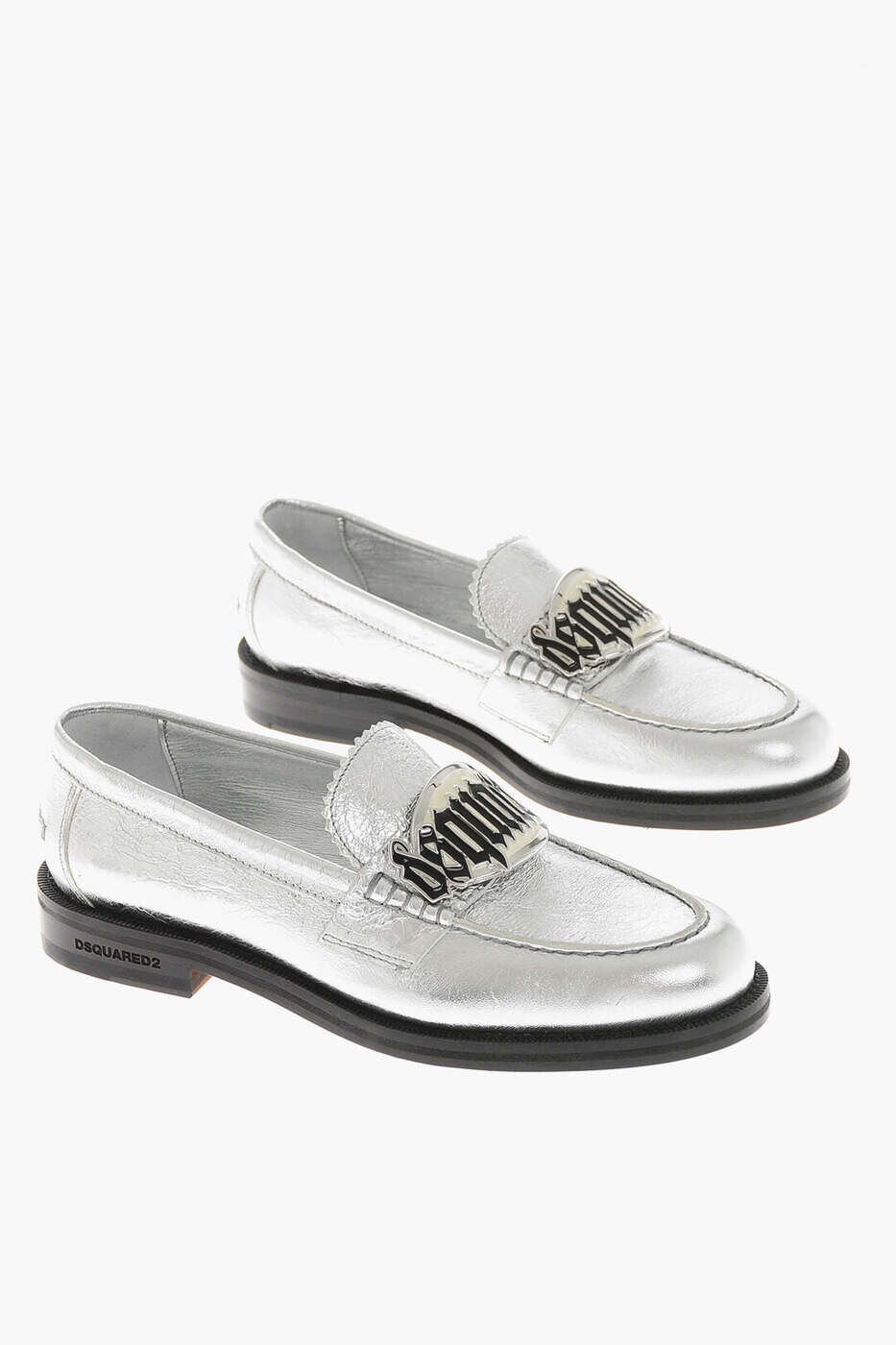 ディースクエアード DSQUARED2 置き目毛革 レディース しろがね色 Loafers LOW0016 14007340 2137 関税 貨物輸送無料 dk