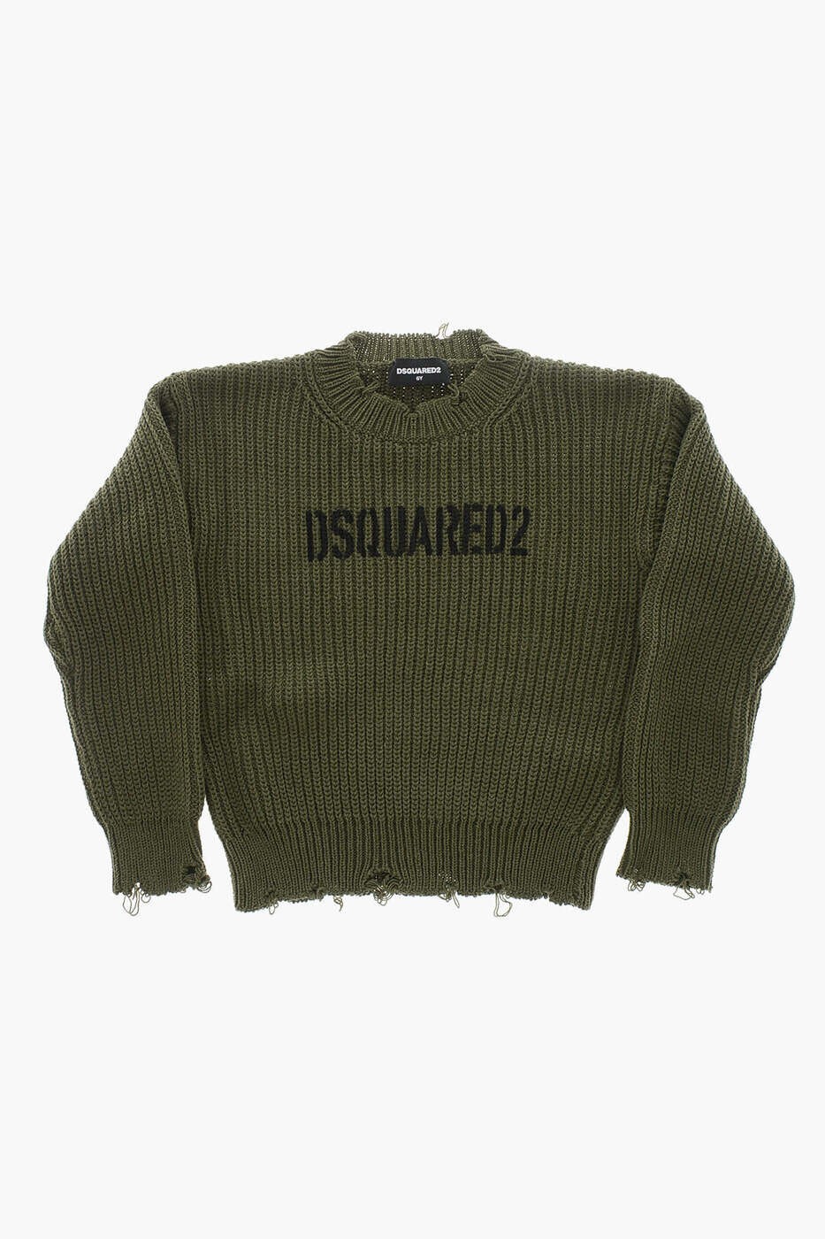 ディースクエアード DSQUARED2 クルーネックジャンパー 編み物御召しもの ボーイズ 緑であること Crew neck jumpers DQ1938 D0A58 DQ521 関税 貨物輸送無料 dk