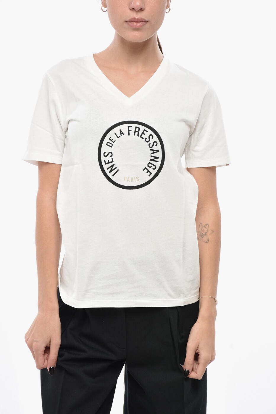イネス・ド・ラ・フレサンジュ INES DE 天使の都市 FRESSANGE スポーツシャツ プルオーバー レディース 白いこと T-shirts and polo shirts 12Y038CO222F031 関税 貨物輸送無料 dk