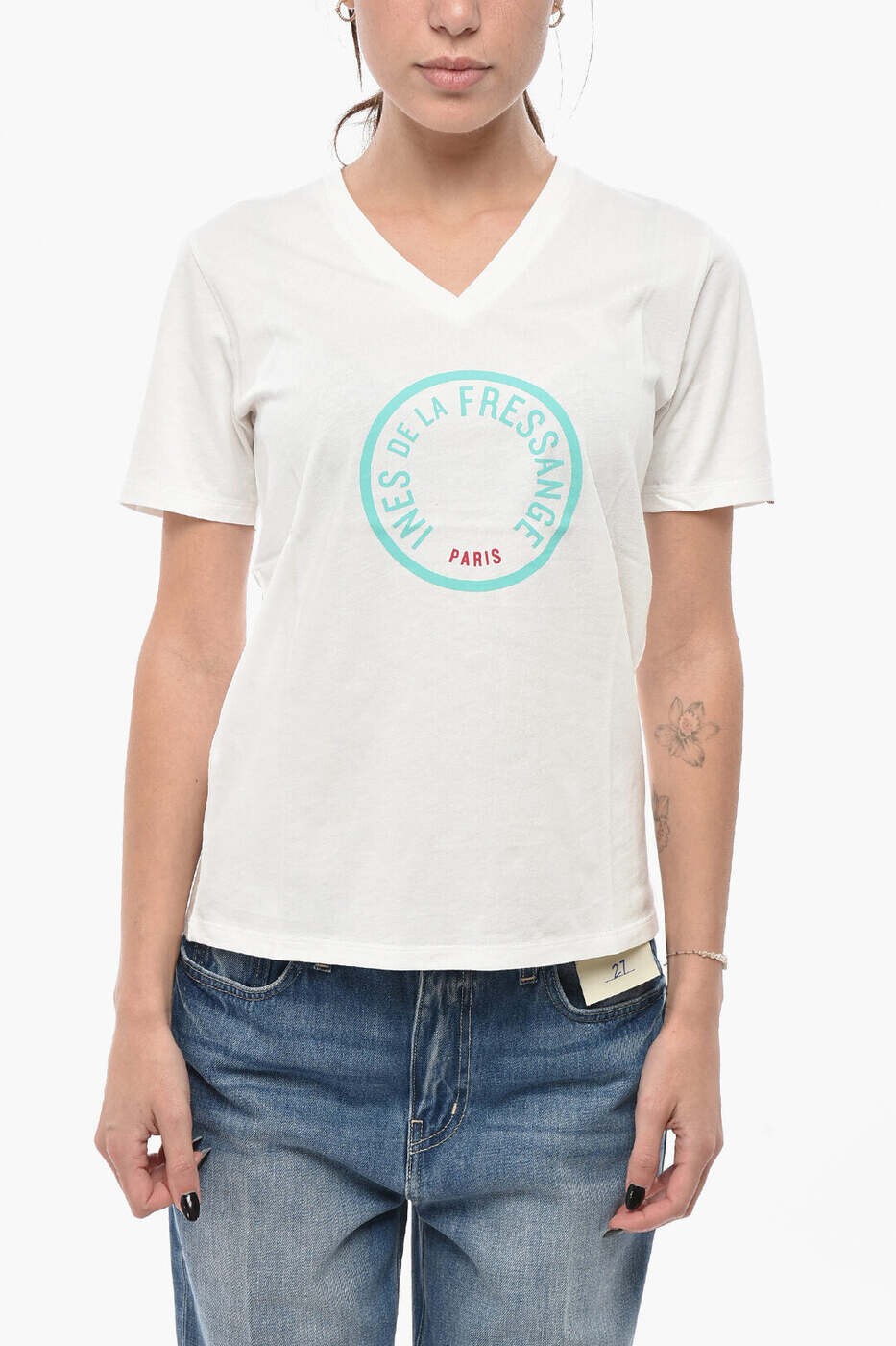 イネス・ド・ラ・フレサンジュ INES DE 天使の都市 FRESSANGE スポーツシャツ プルオーバー レディース 白いこと T-shirts and polo shirts 12Y038CO222F032 関税 貨物輸送無料 dk