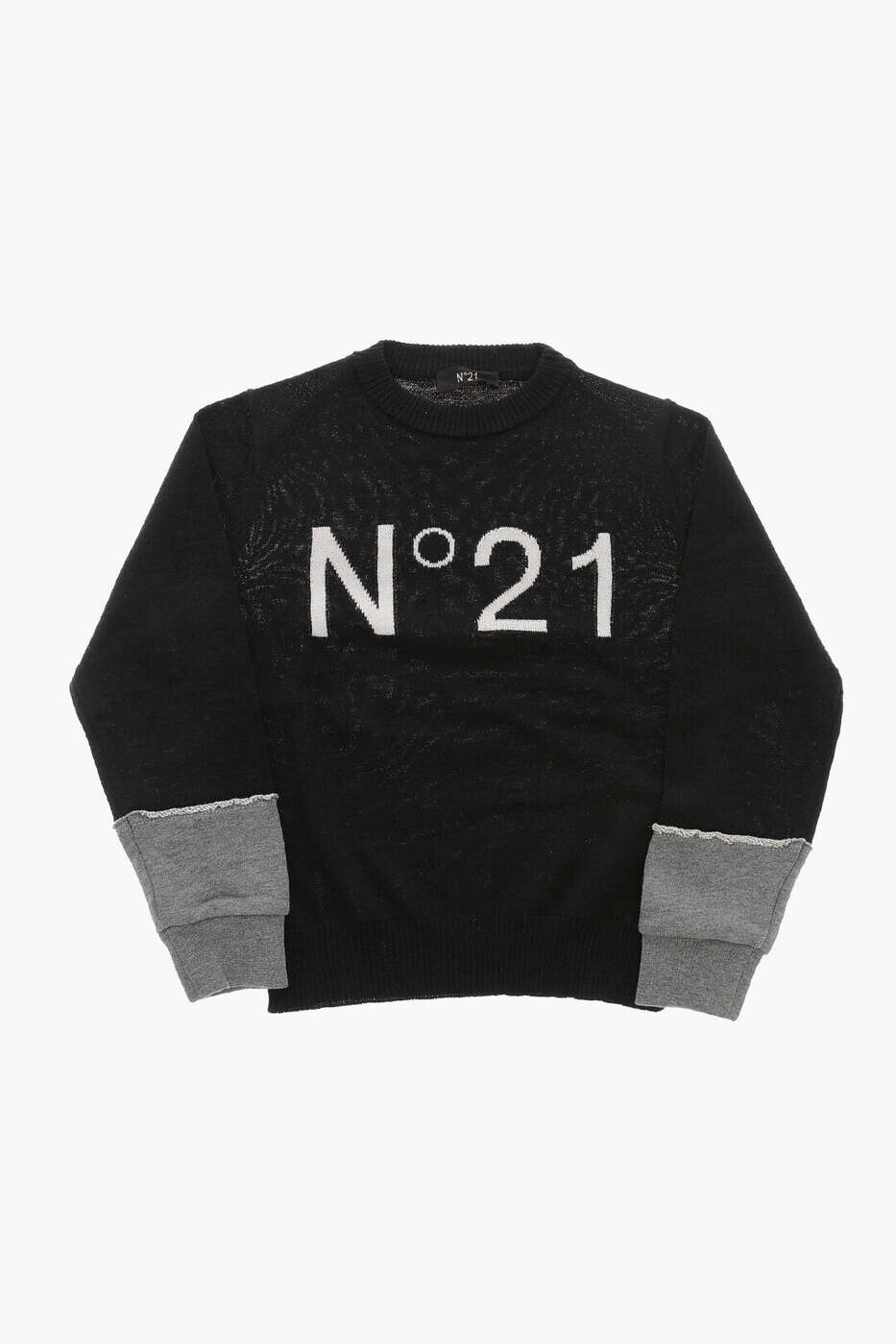 ヌメロ ヴェントゥーノ N.21 クルーネックジャンパー 編み物御召しもの ボーイズ 黒いこと Crew neck jumpers N21800 N0122 0N900 関税 貨物輸送無料 dk
