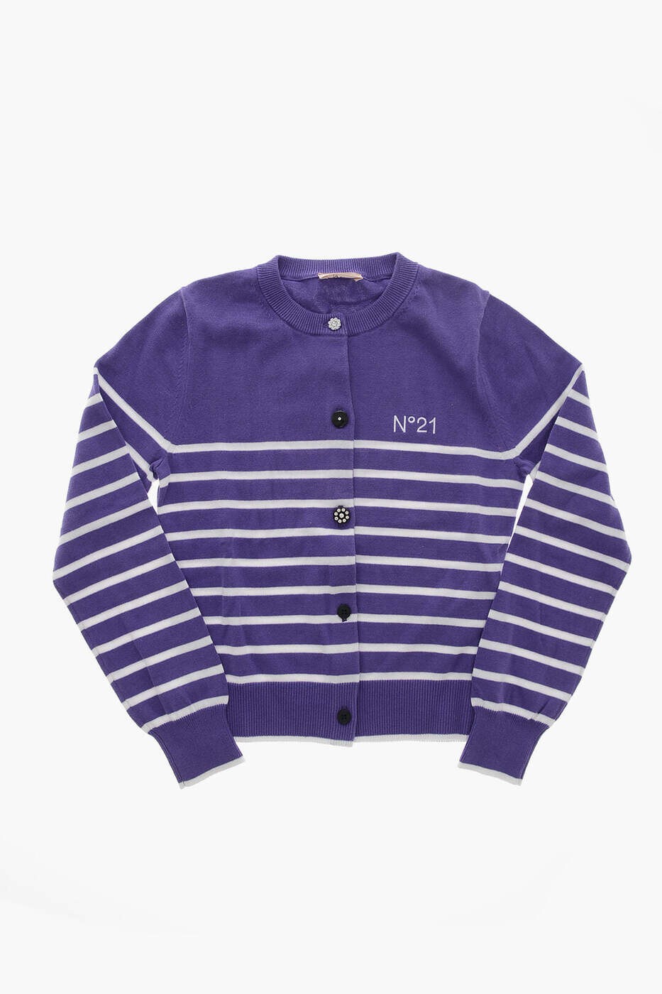 ヌメロ ヴェントゥーノ N.21 クルーネックジャンパー 編み物御召しもの ガールズ パープル Crew neck jumpers N21859 N0354 0N602 関税 貨物輸送無料 dk